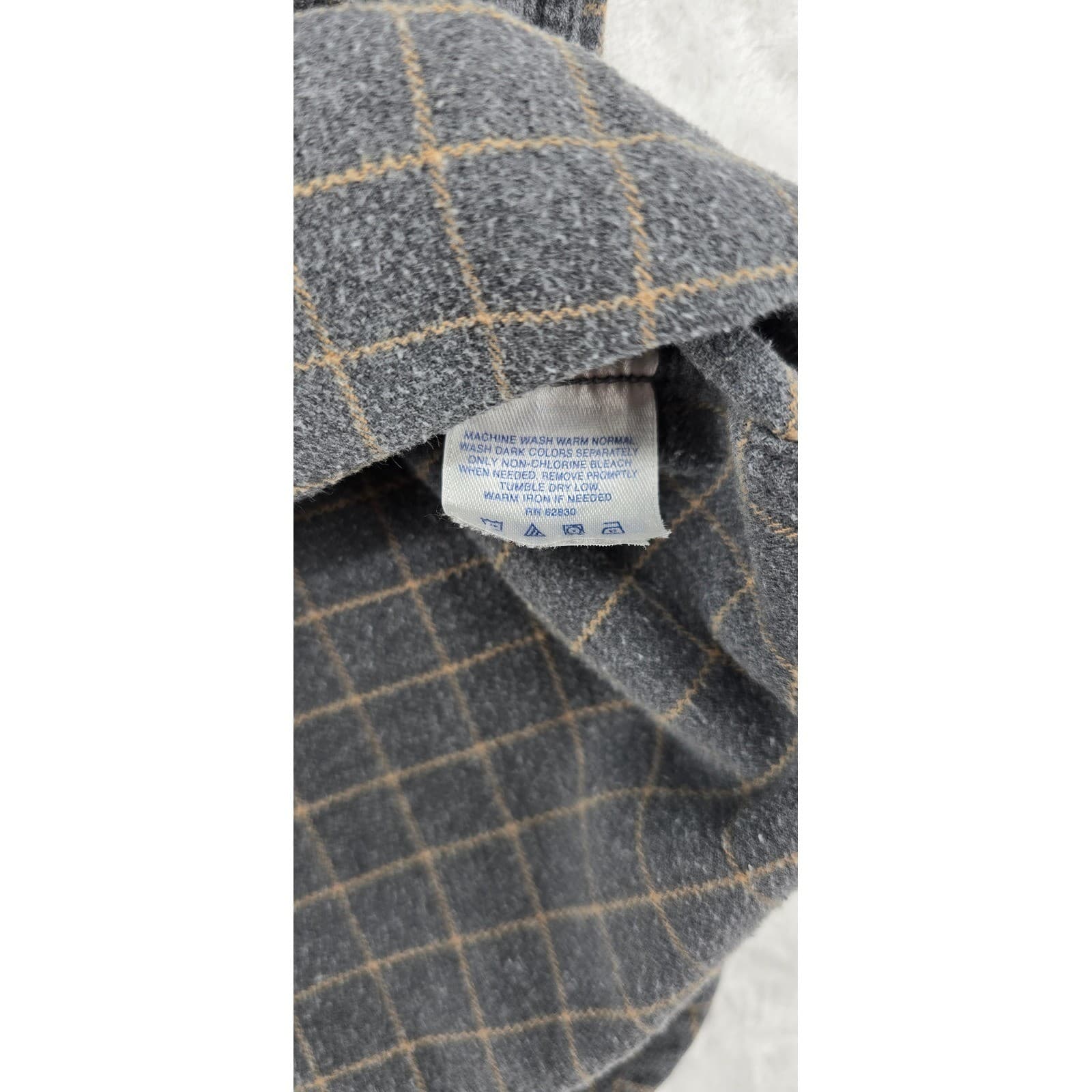 Lands End Button Down Womens M Shirt Grey Plaid Flannel Long Sleeve - Thumbnail 3