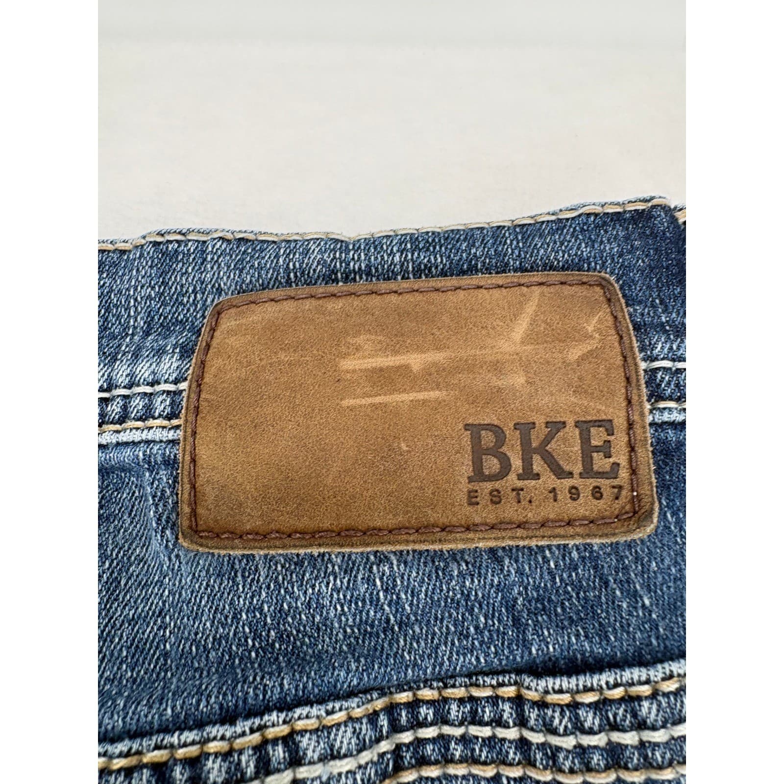 BKE Aiden Jeans Mens 29x30 Straight Leg Blue Medium Wash Heavy Stitching - Thumbnail 12