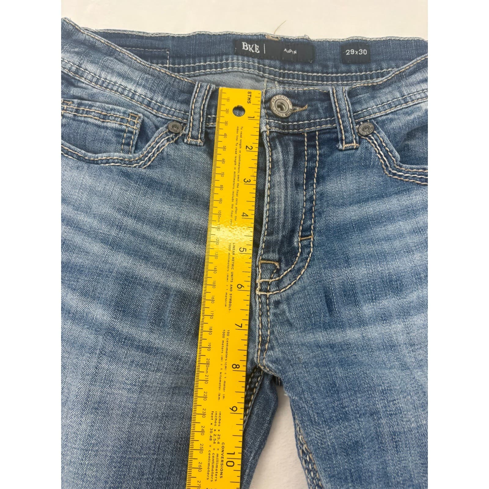 BKE Aiden Jeans Mens 29x30 Straight Leg Blue Medium Wash Heavy Stitching - Thumbnail 7
