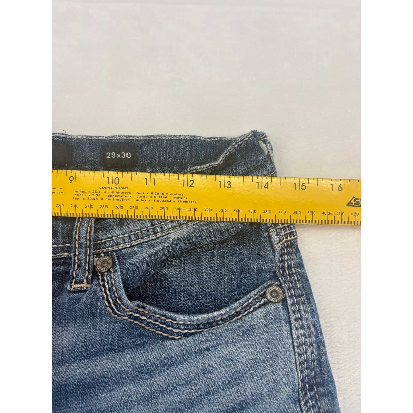 BKE Aiden Jeans Mens 29x30 Straight Leg Blue Medium Wash Heavy Stitching - Thumbnail 6