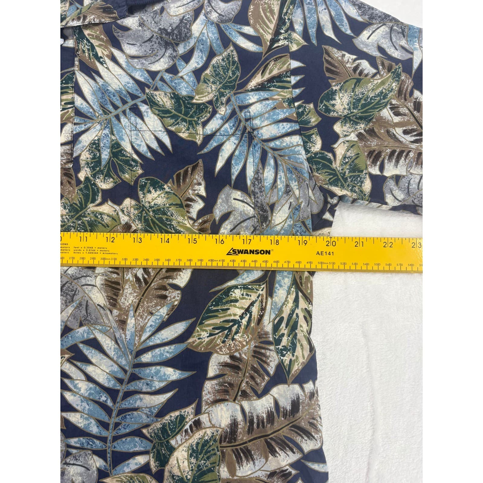 Tori Richard Polo Mens Large Shirt Navy Blue Tropical Leaf Floral Short Sleeve L - Thumbnail 3