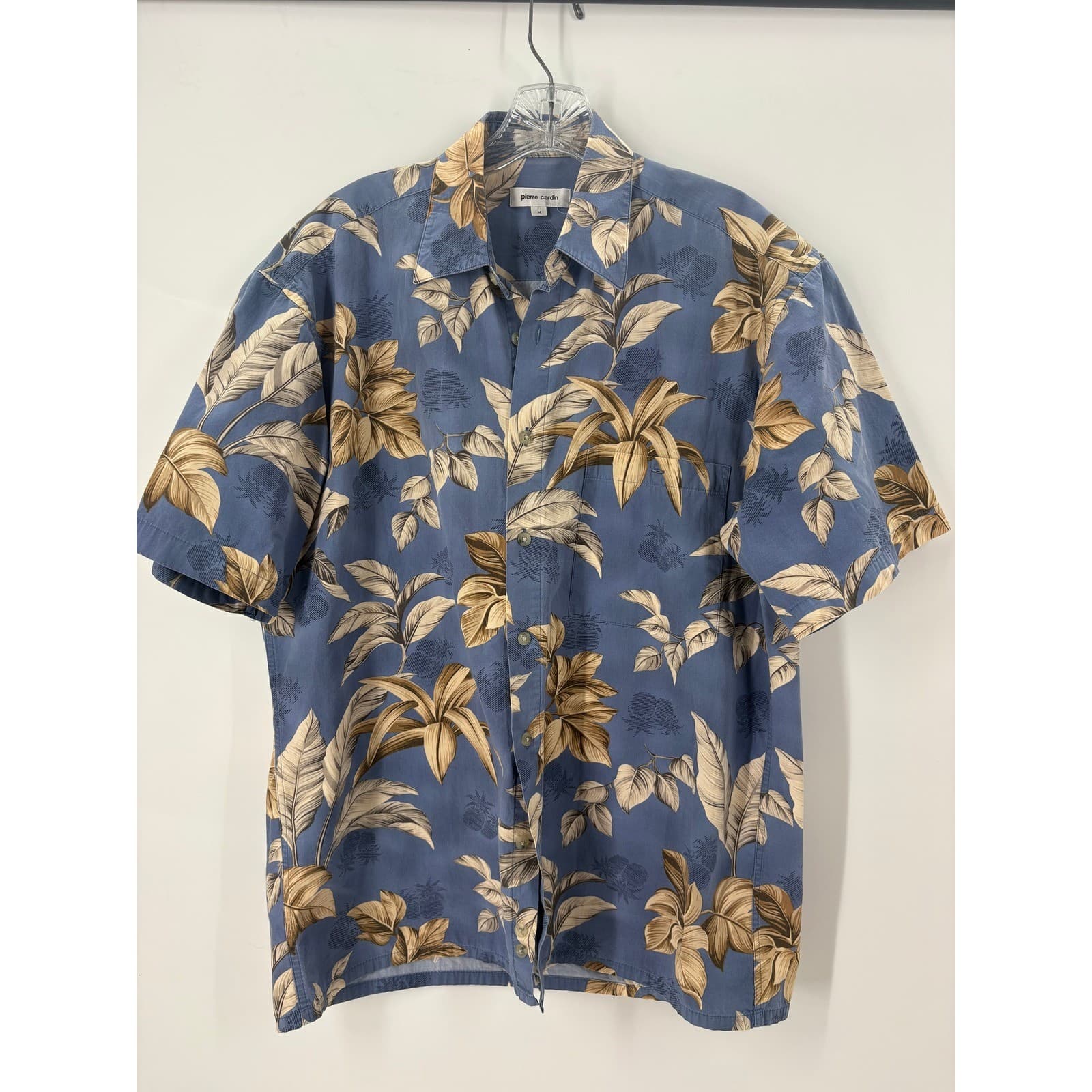 Pierre Cardin Men's Blue Floral Short Sleeve Button Up Shirt Size M - Thumbnail 2