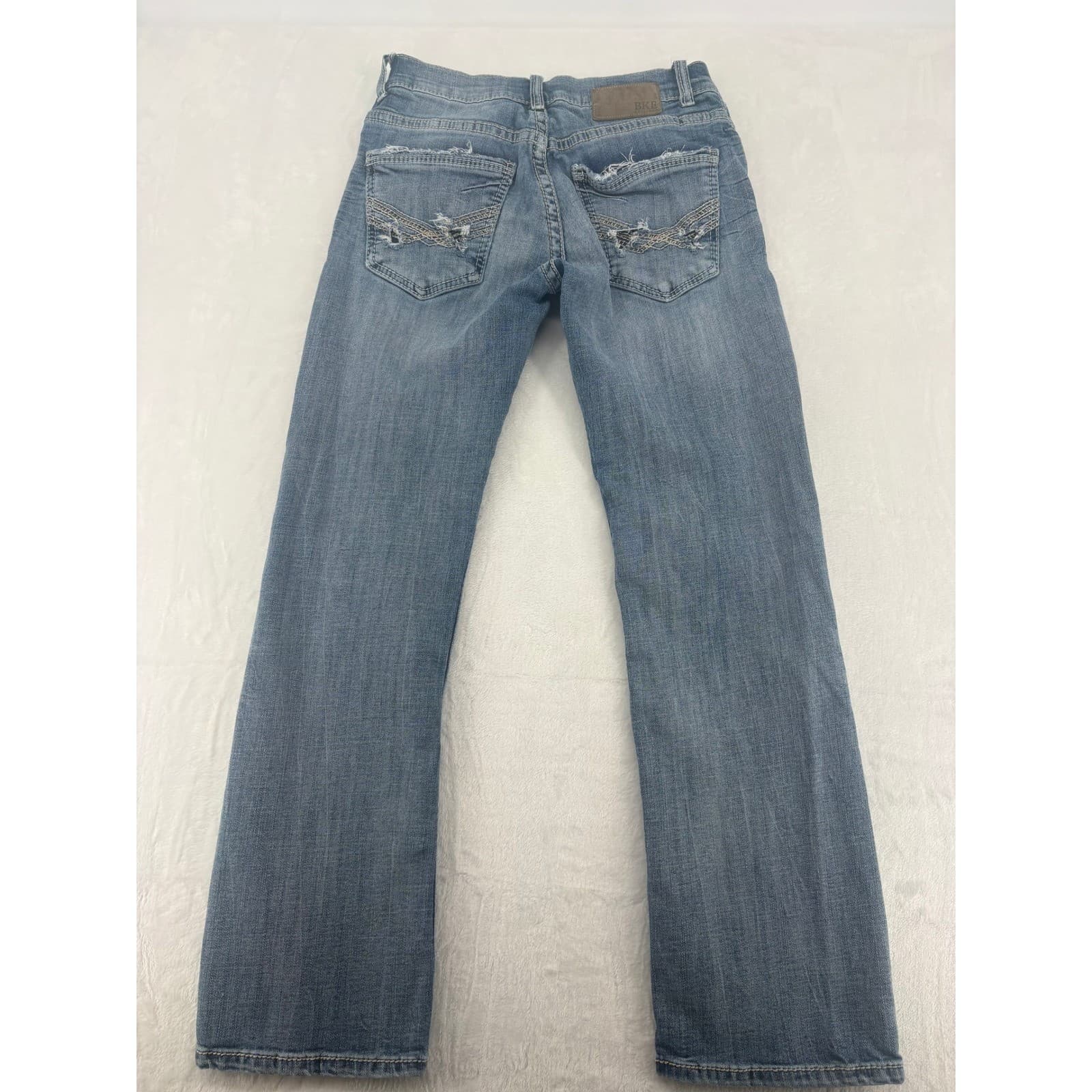 BKE Aiden Jeans Mens 29x30 Straight Blue Distressed Denim Pants - Thumbnail 8