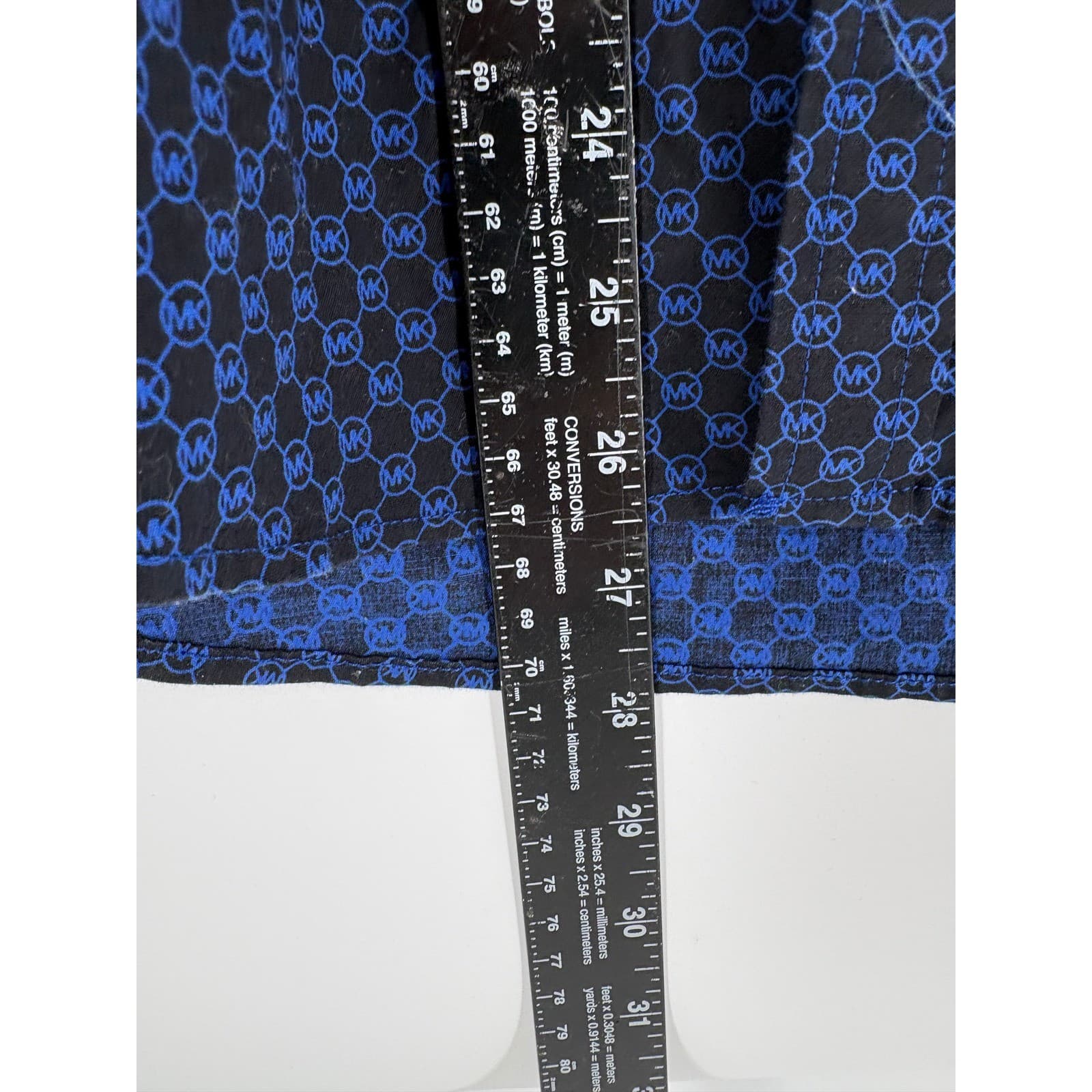 Michael Kors Men's Slim Fit Button Down Shirt Blue MK Monogram Size S - Thumbnail 5