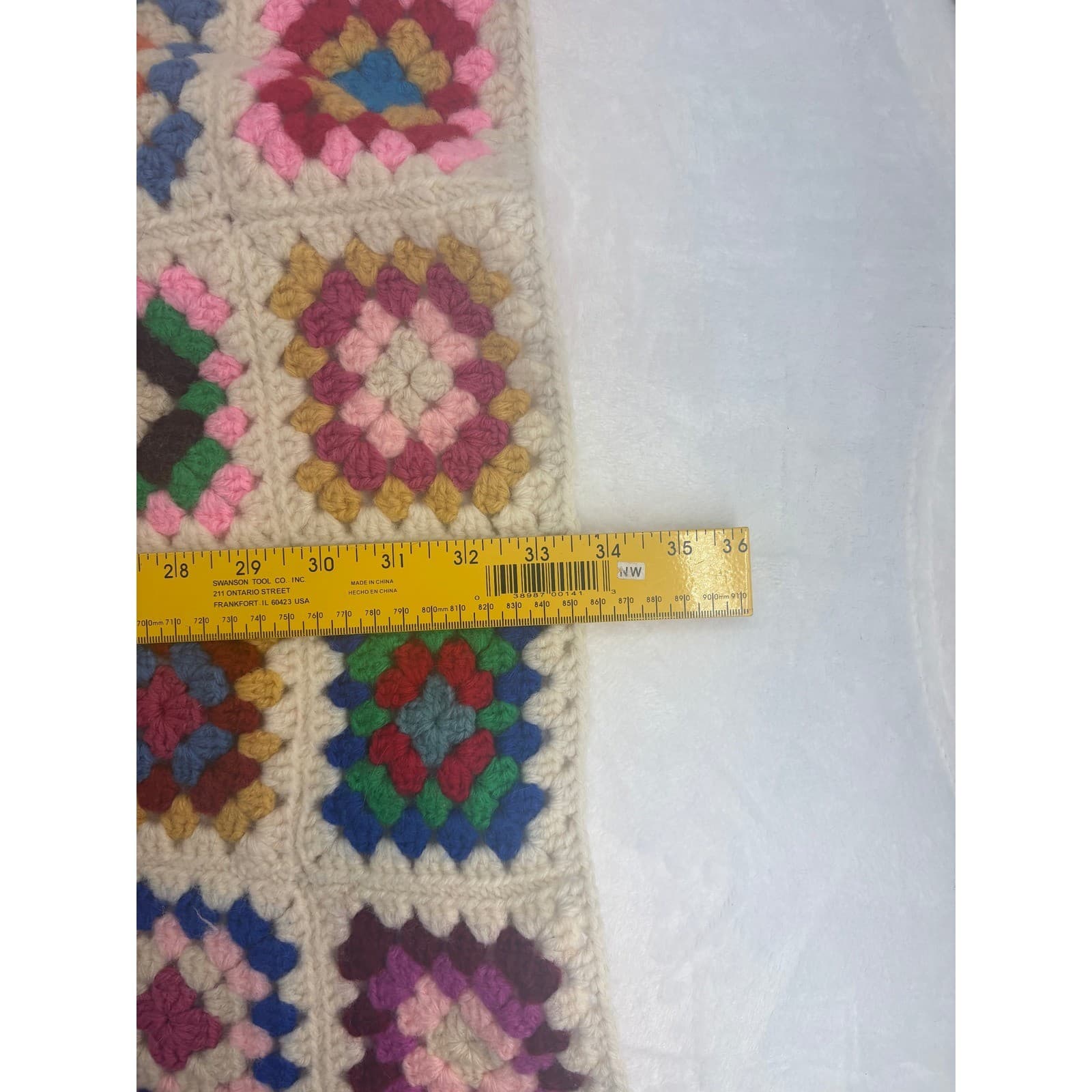 Unbranded Crochet Blanket Womens 34x34 Blanket Multi-Color Granny Square Throw - Thumbnail 2