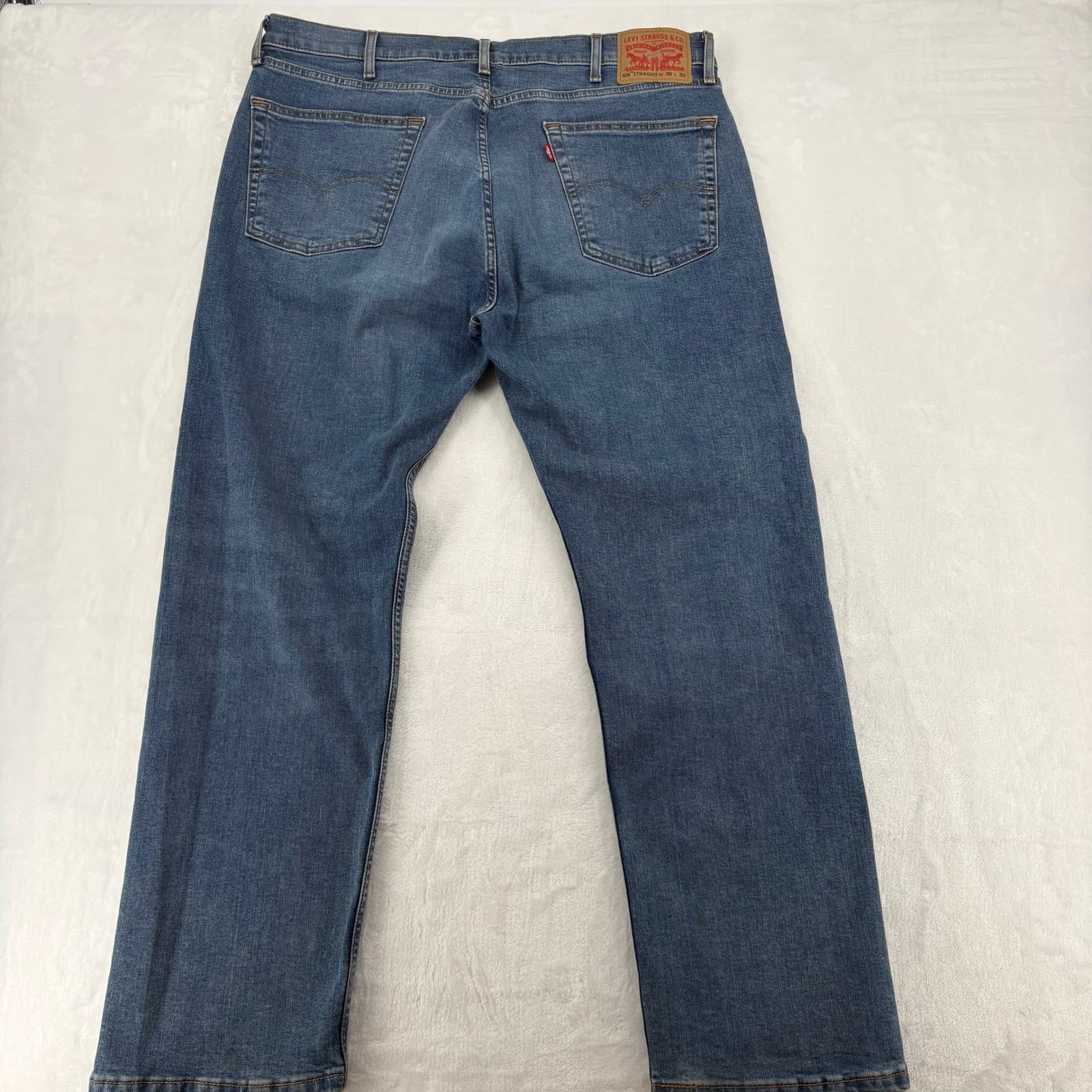 Levi's 506 Straight Mens 38x30 Jeans Blue Denim Classic Fit 5-Pocket Regular - Thumbnail 6