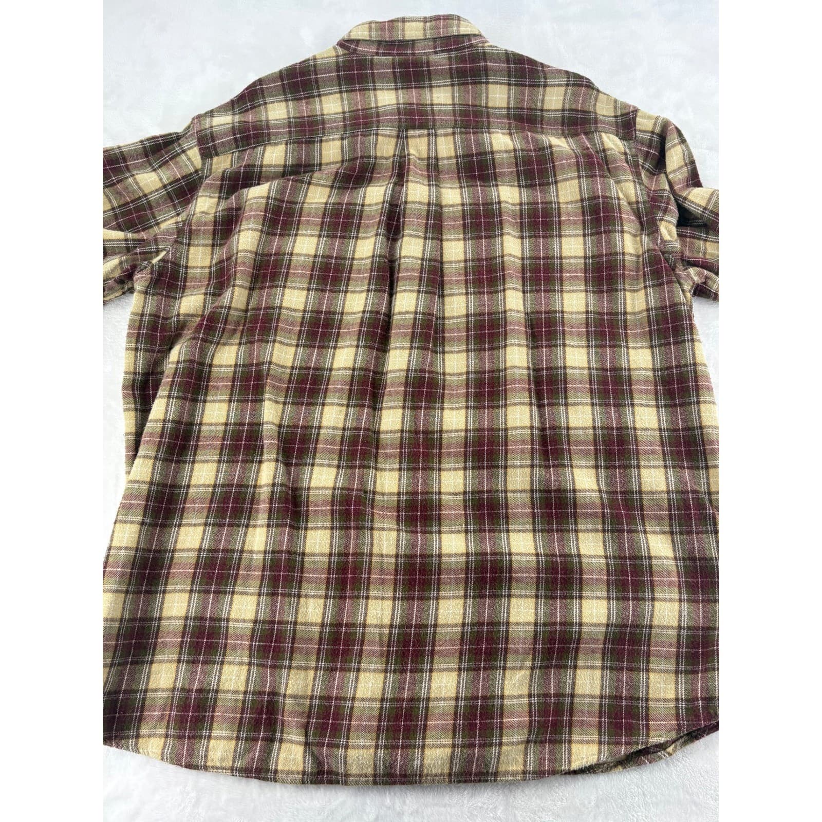 L.L. Bean Flannel Mens XL Regular Shirt Burgundy Plaid Cotton Button Down LS - Thumbnail 5