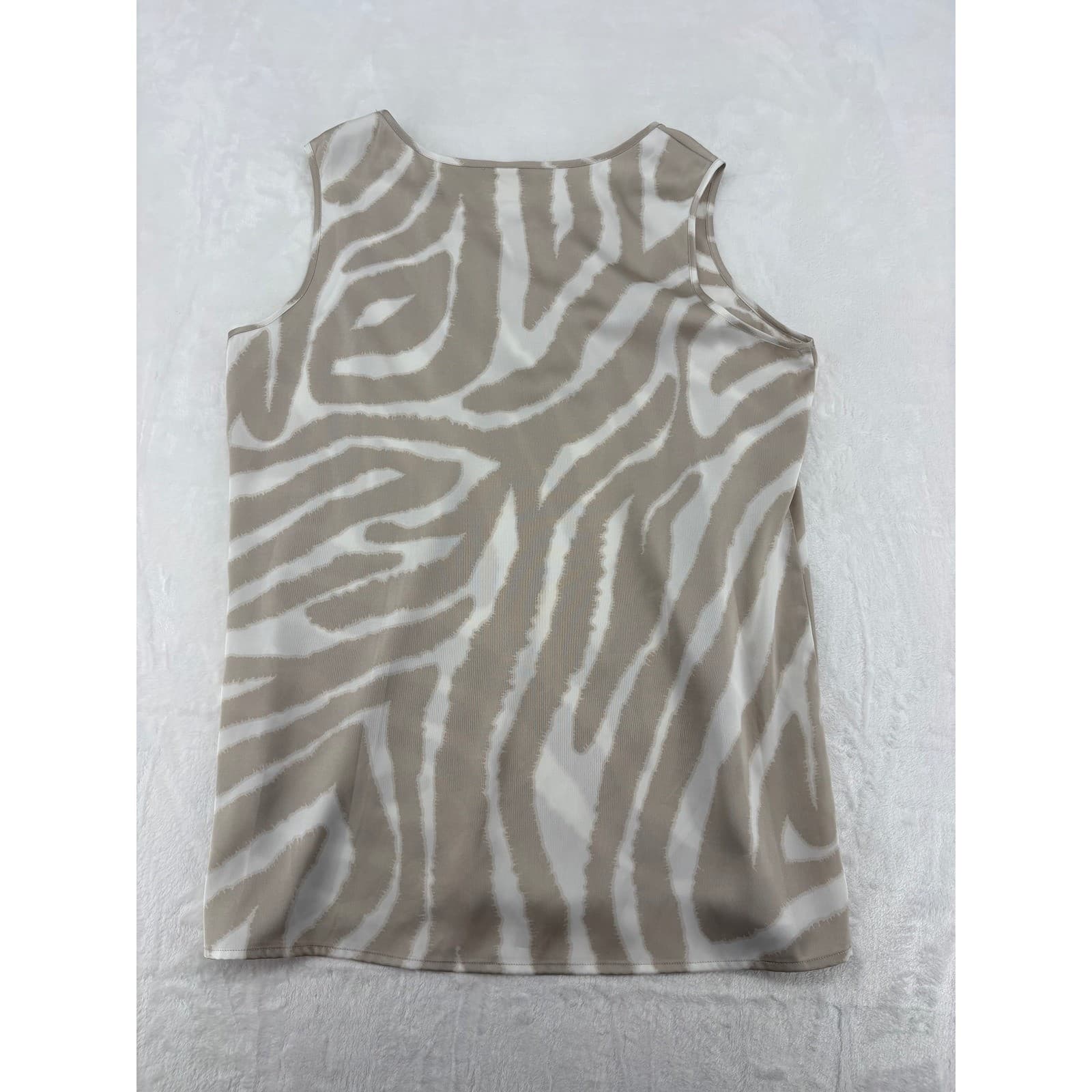 Chico's Tank Top Womens 1 Sleeveless Blouse Tan White Zebra Animal Print 6246 - Thumbnail 5
