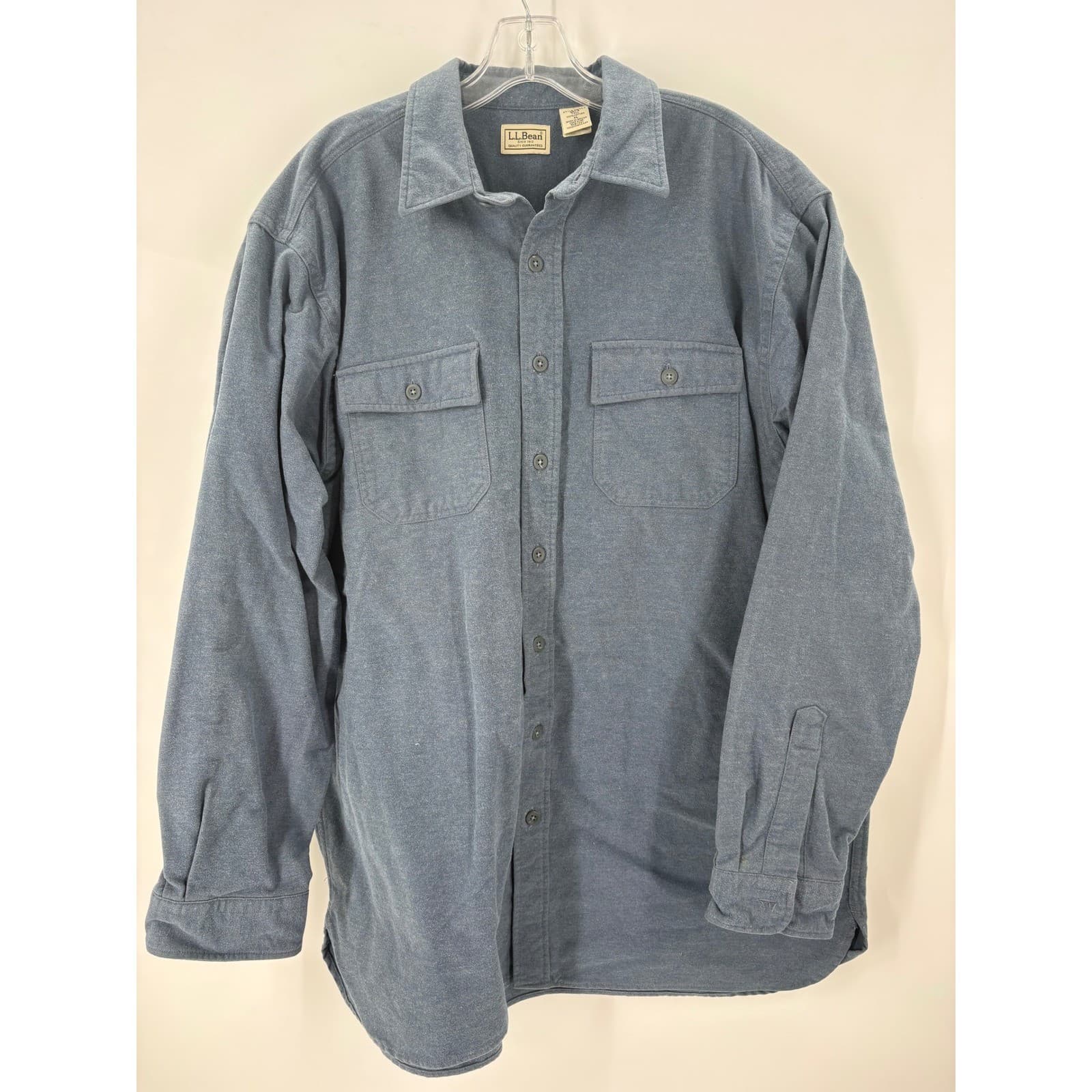 LL Bean Mens Tall XL Blue Flannel Shirt Button Down Long Sleeve Work 0MT04 - Thumbnail 2