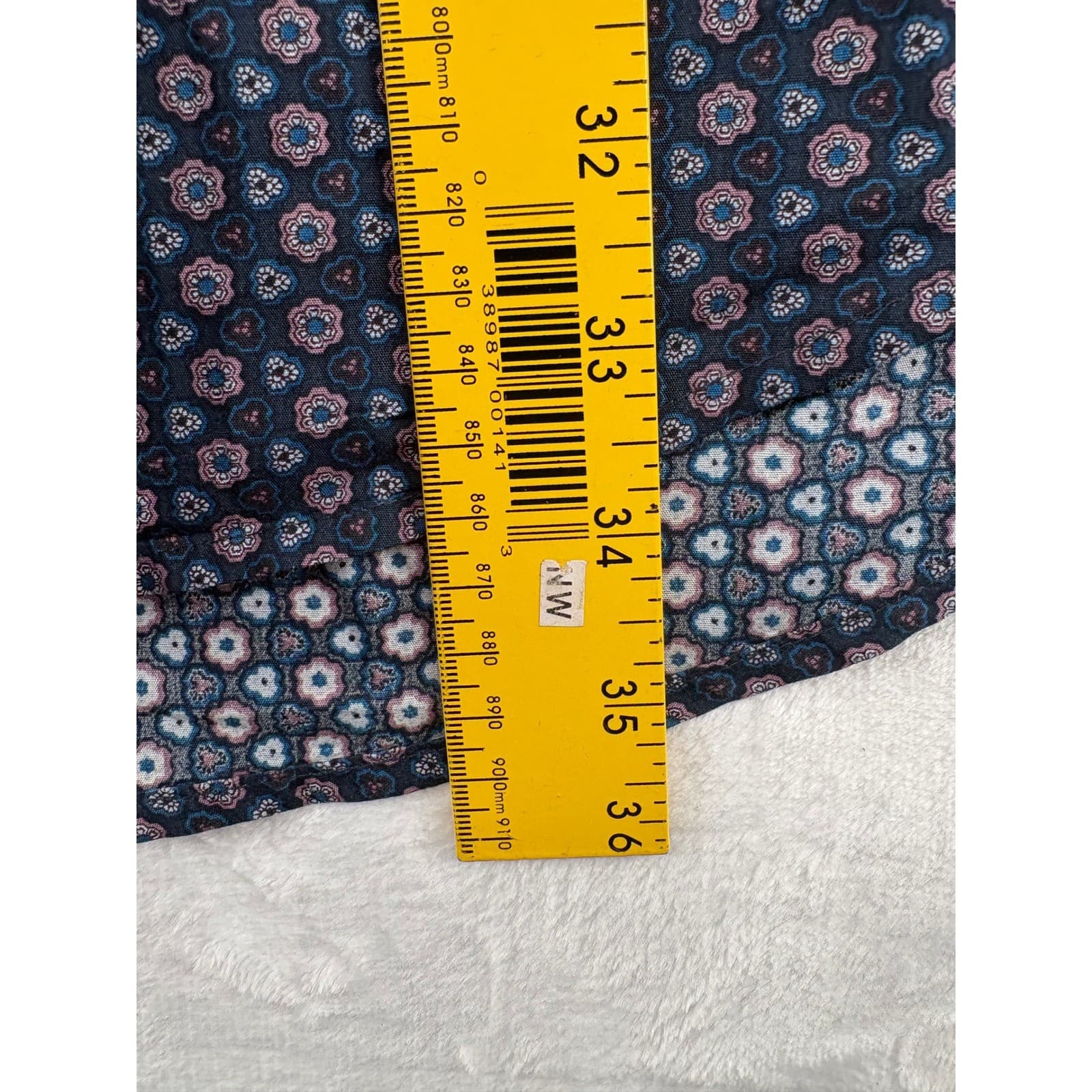 Perry Ellis Button Front Mens XLT Shirt Navy Blue Floral Geometric Long Sleeve - Thumbnail 4