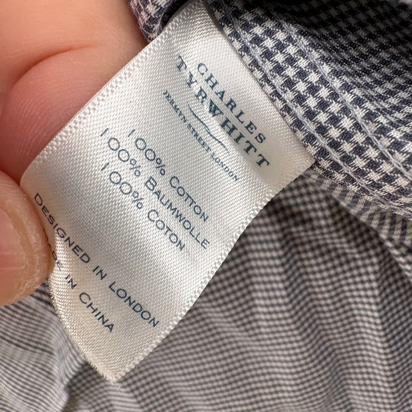 Charles Tyrwhitt Dress Shirt Mens 19/37 Dress Shirt Blue Micro Check Non-Iron - Thumbnail 3