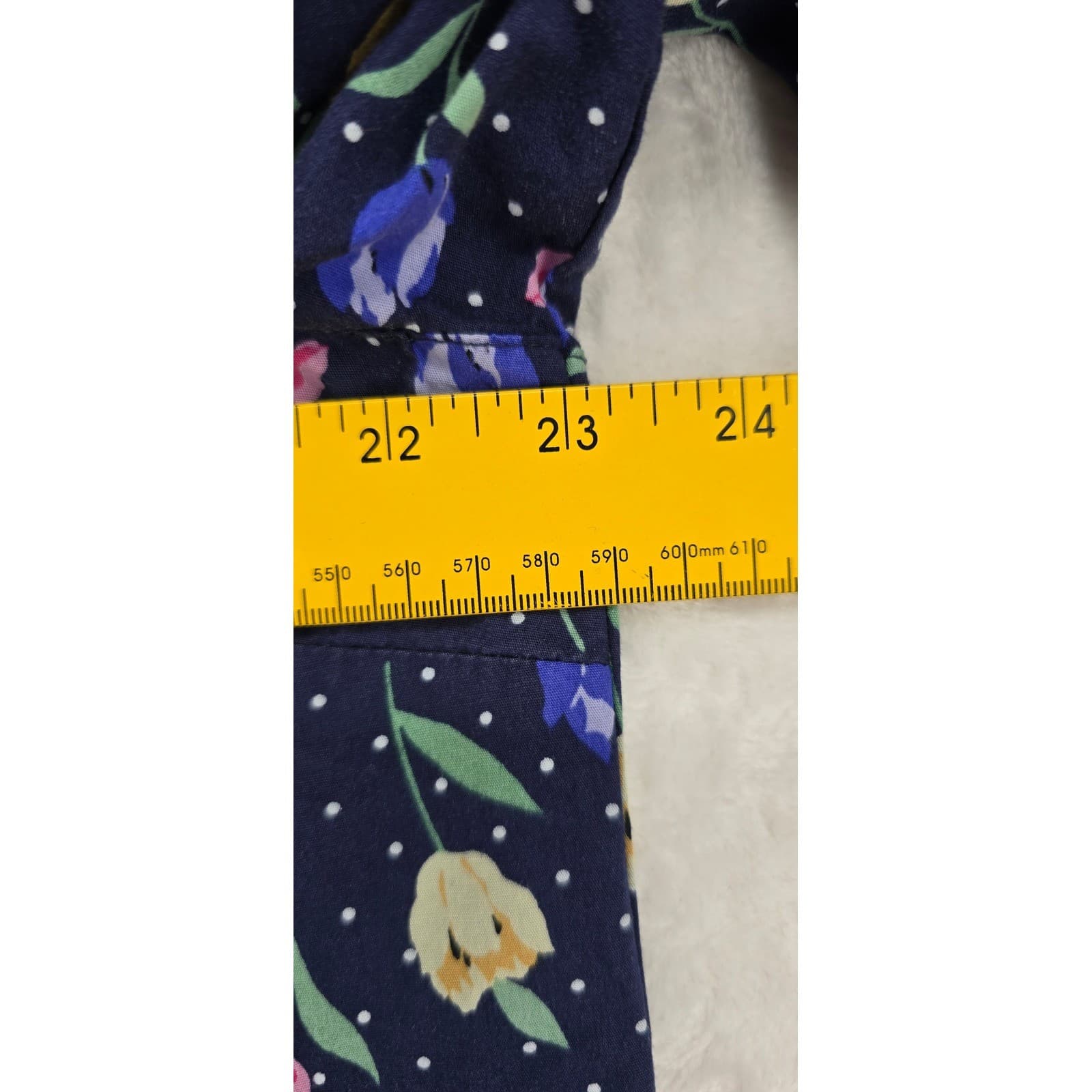 The Tog Shop Blouse Womens PXL Shirt Navy Blue Floral Tulip Polka Dot Cotton PXL - Thumbnail 4