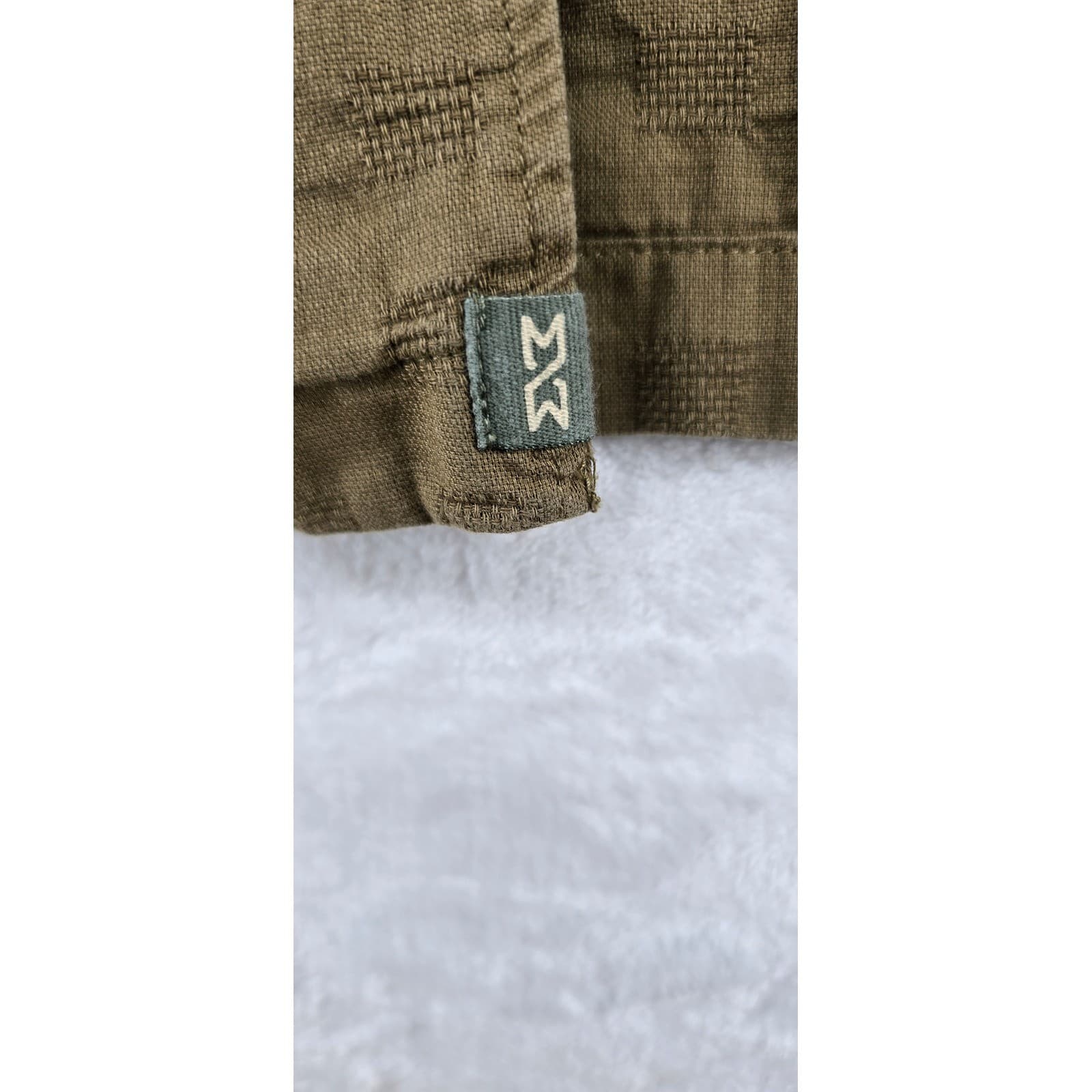 Mutual Weave Shirt Womens S Button Down Brown Short Sleeve Cotton Textured Camp - Thumbnail 3