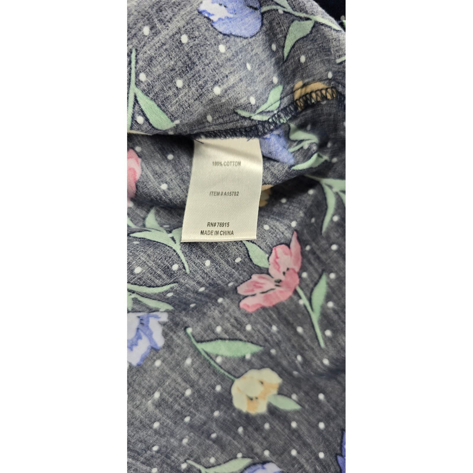 The Tog Shop Blouse Womens PXL Shirt Navy Blue Floral Tulip Polka Dot Cotton PXL - Thumbnail 3