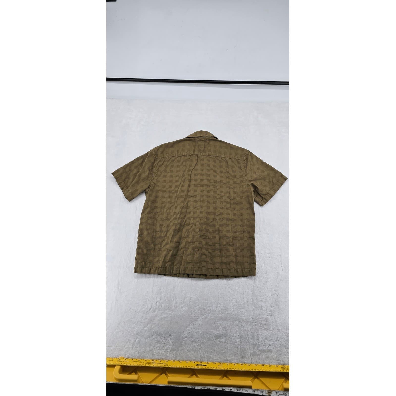 Mutual Weave Shirt Womens S Button Down Brown Short Sleeve Cotton Textured Camp - Thumbnail 7