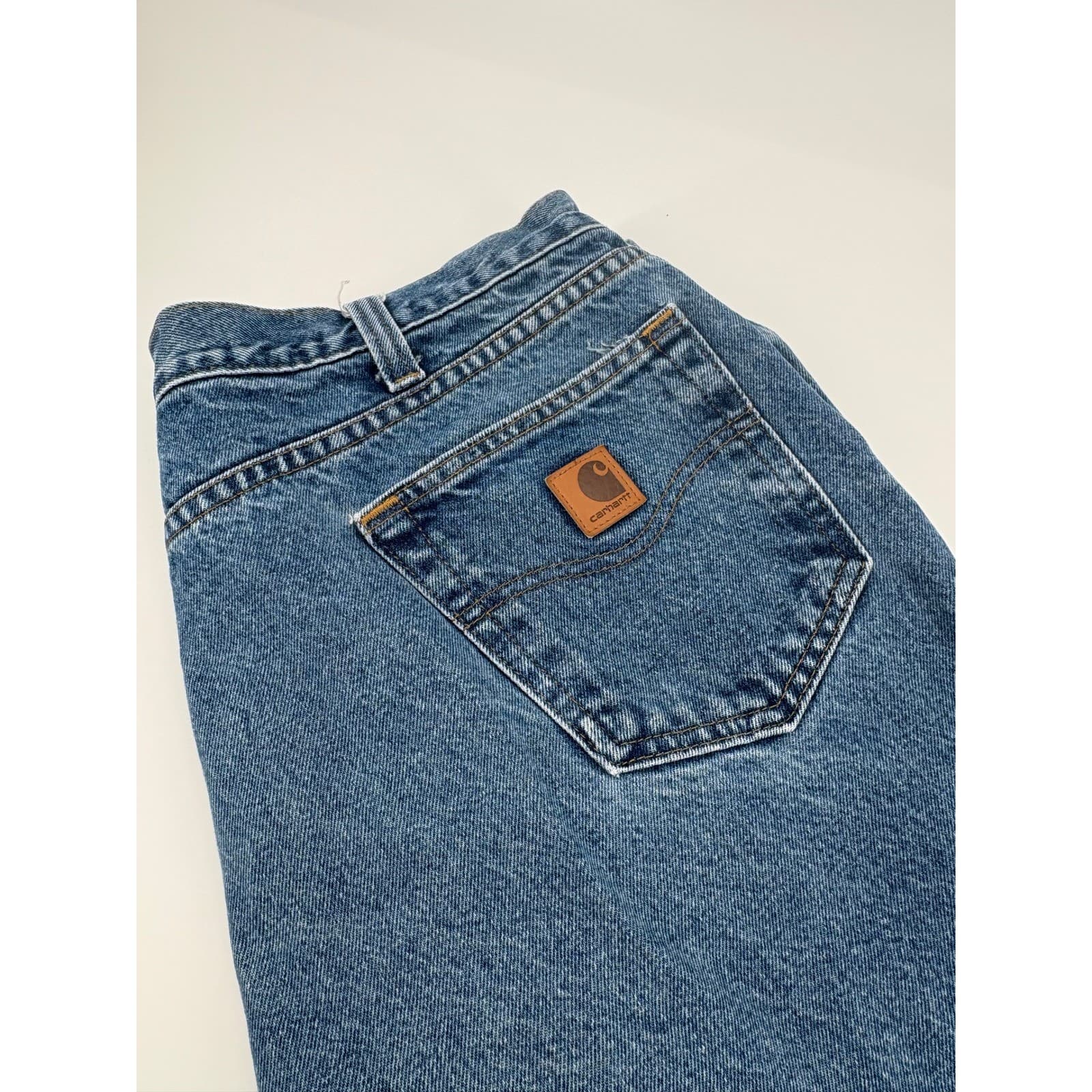 Carhartt Relaxed Fit Jeans Mens 42x30 Blue Denim Workwear Pants Casual - Thumbnail 3