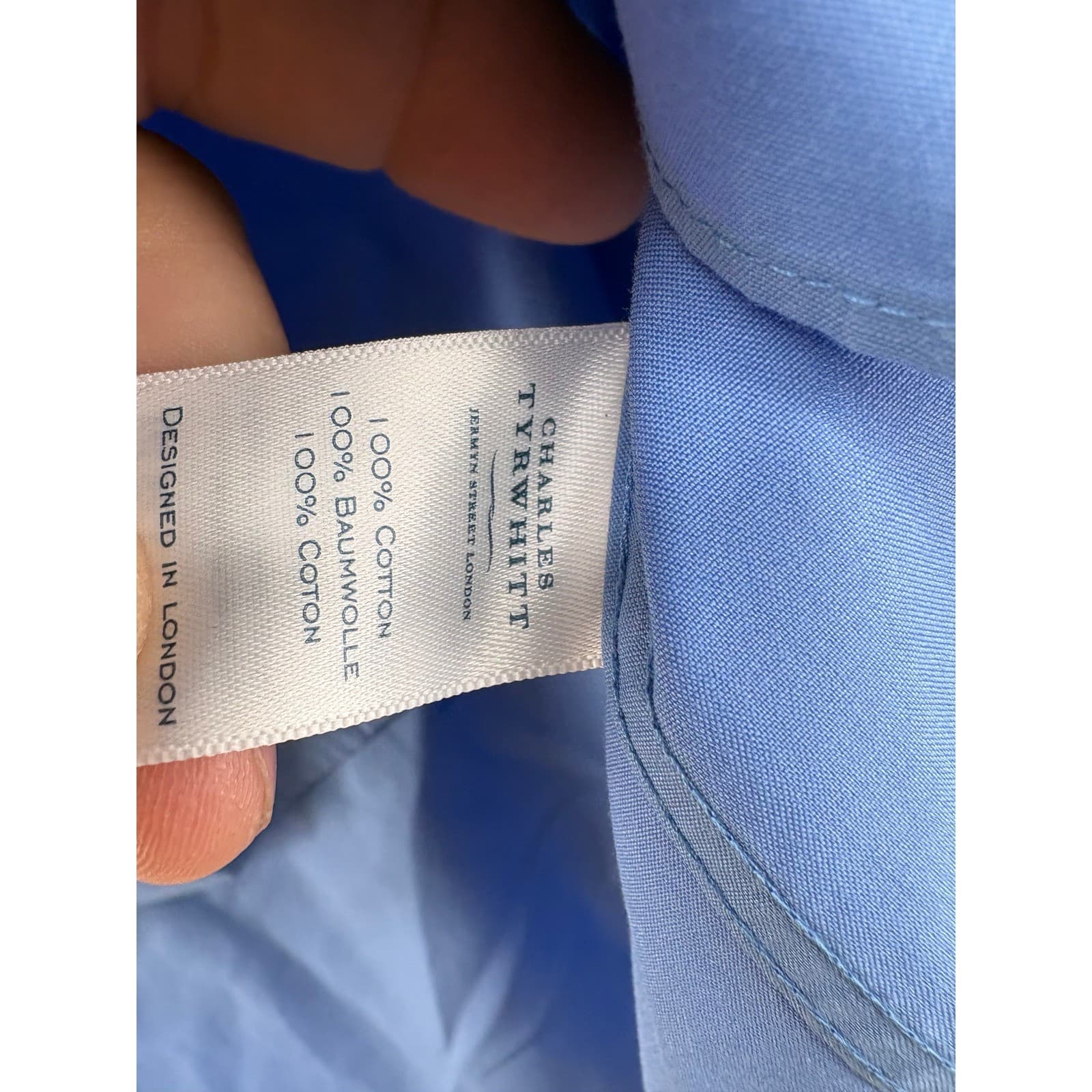 Charles Tyrwhitt Dress Shirt Mens 19/37 Dress Shirt Blue Non Iron Classic Fit - Thumbnail 3