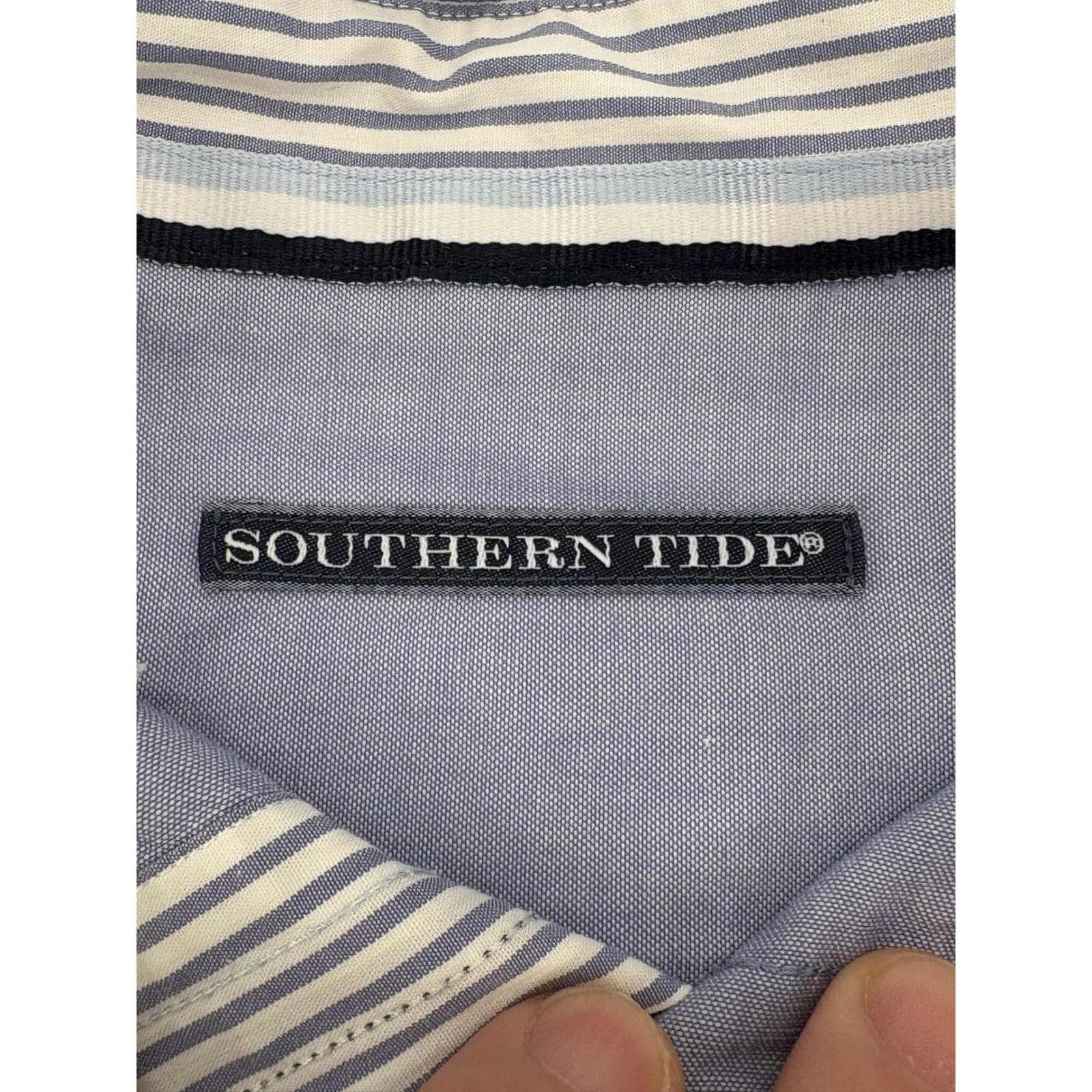 Southern Tide Button Down Shirt Men XL Blue Long Sleeve Pocket Fish Logo - Thumbnail 5