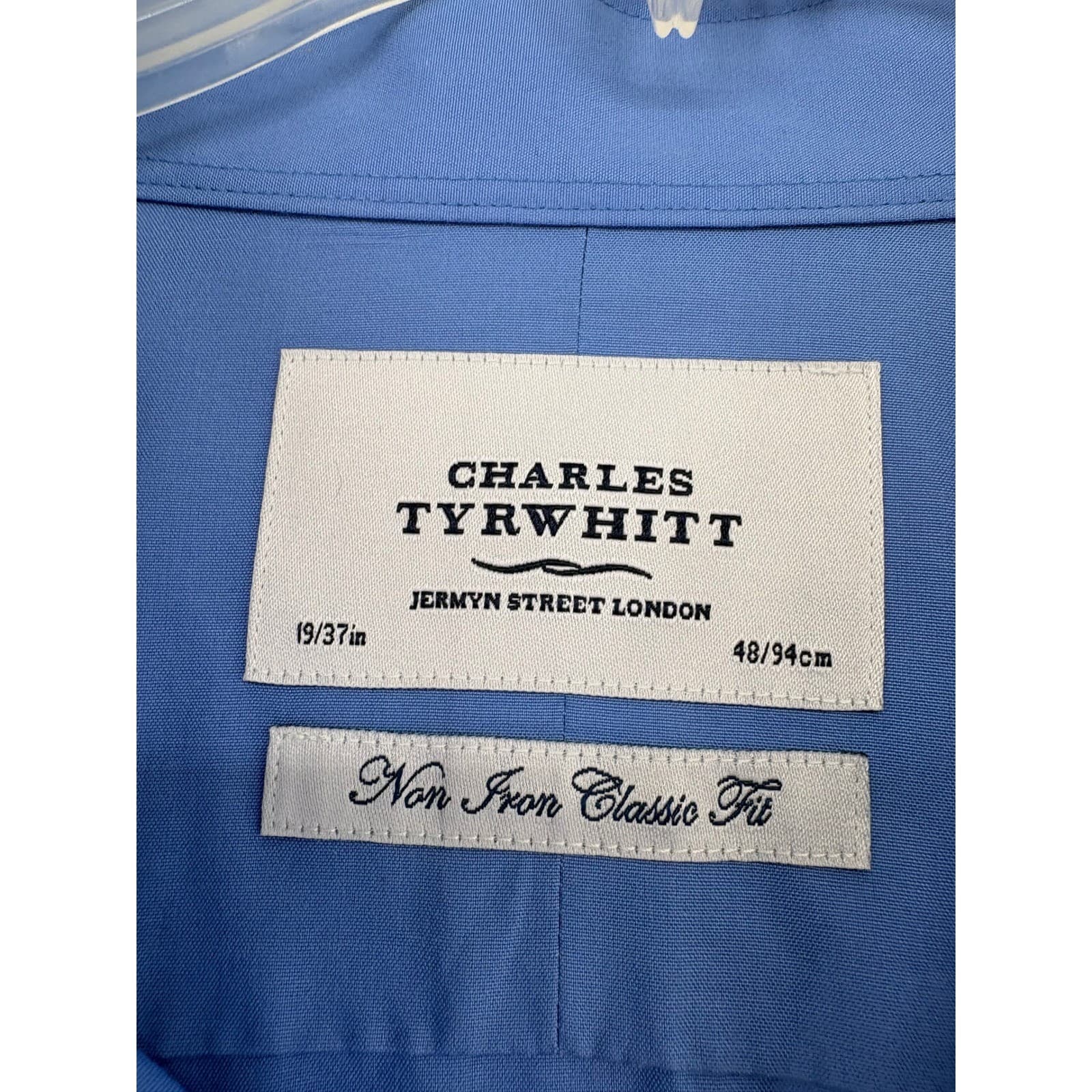 Charles Tyrwhitt Dress Shirt Mens 19/37 Dress Shirt Blue Non Iron Classic Fit - Thumbnail 2