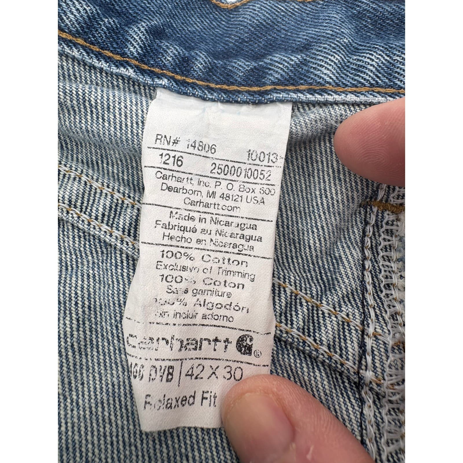 Carhartt Relaxed Fit Jeans Mens 42x30 Blue Denim Workwear Pants Casual - Thumbnail 4