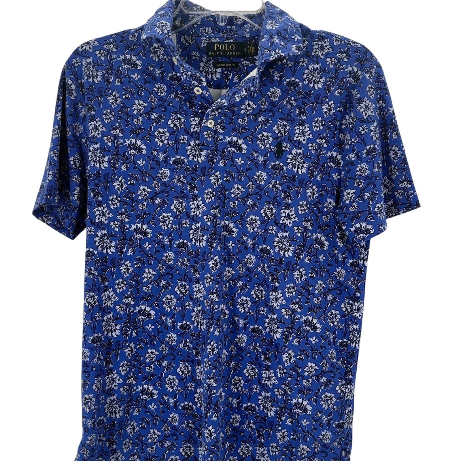 Polo Ralph Lauren Blue Floral Custom Slim Fit Short Sleeve Button Down Shirt S - Thumbnail 2