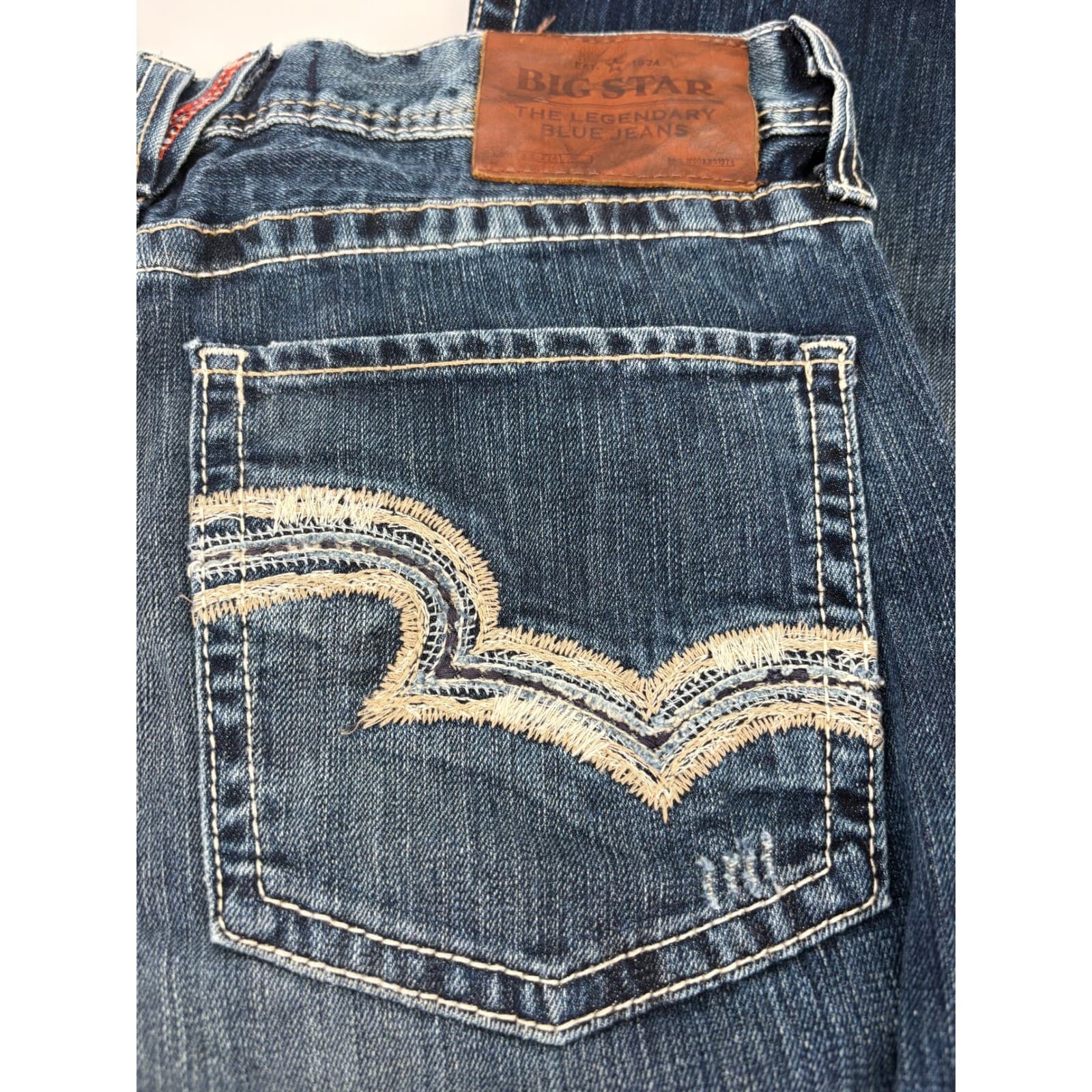 BIG STAR Pioneer Regular Boot Cut Women Blue Denim Jeans Distressed Size 27 - Thumbnail 13