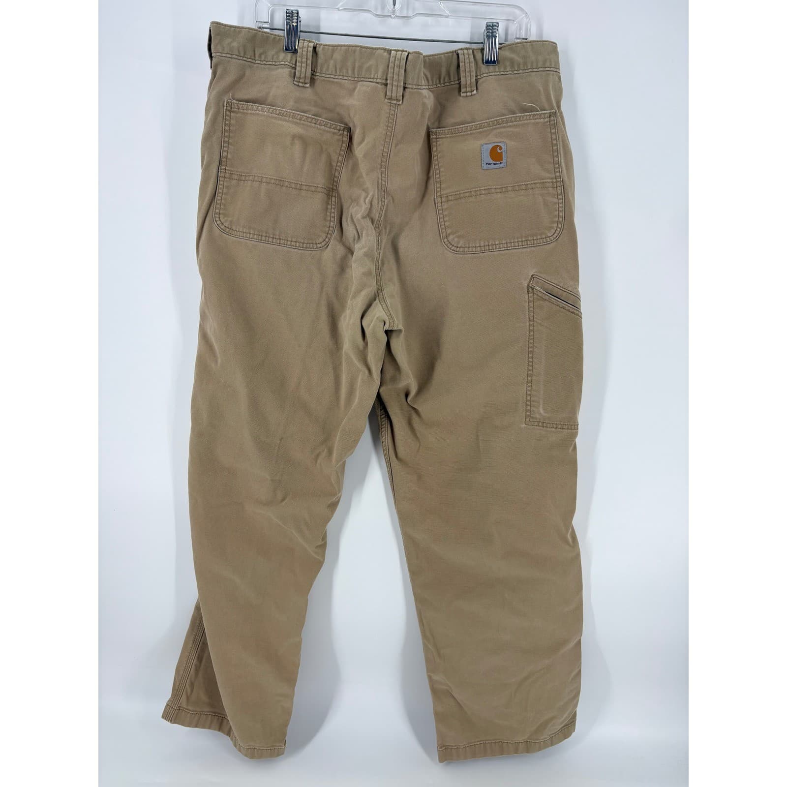 Carhartt Mens Relaxed Fit Canvas Work Pants Size 42x30 Tan Carpenter - Thumbnail 3