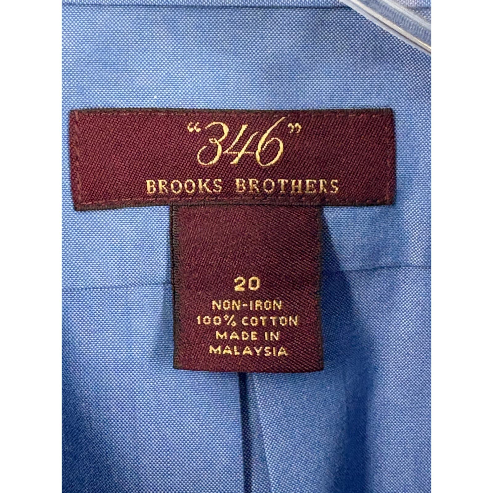 Brooks Brothers 346 Mens Long Sleeve Button Down Shirt Size 20 Blue Cotton - Thumbnail 2