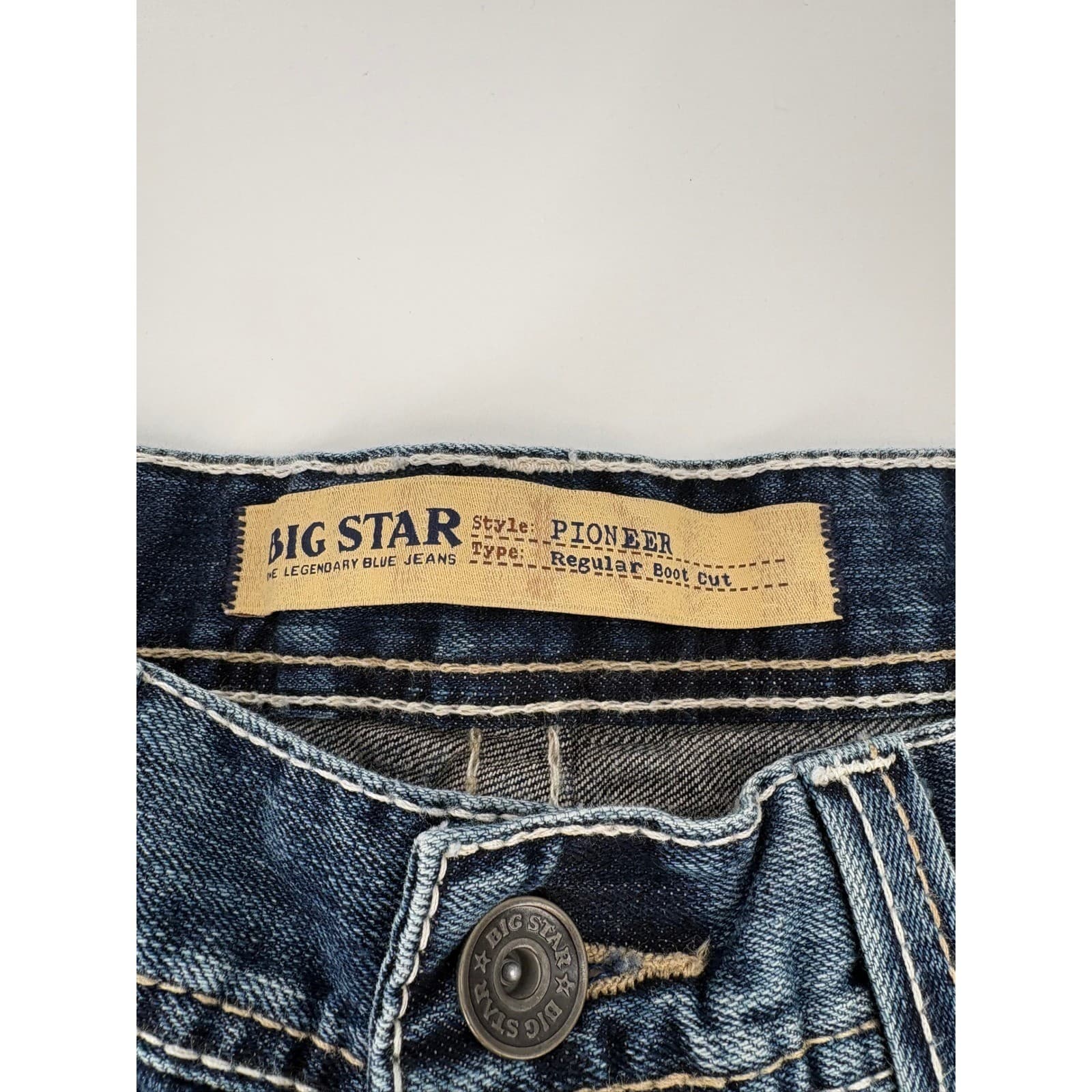 BIG STAR Pioneer Regular Boot Cut Women Blue Denim Jeans Distressed Size 27 - Thumbnail 2