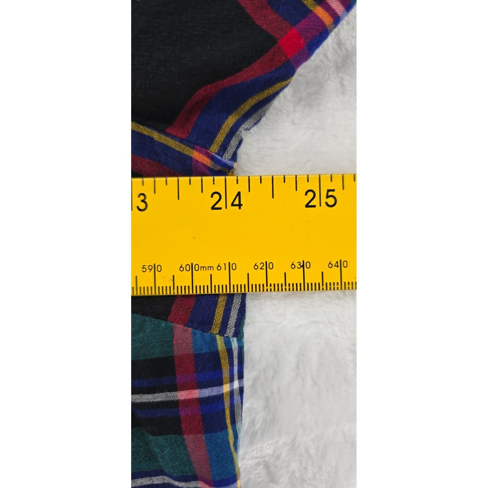 Old Navy Blouse Womens XL Petite Button Up Multi-Color Plaid Ruffle Trim Top - Thumbnail 3