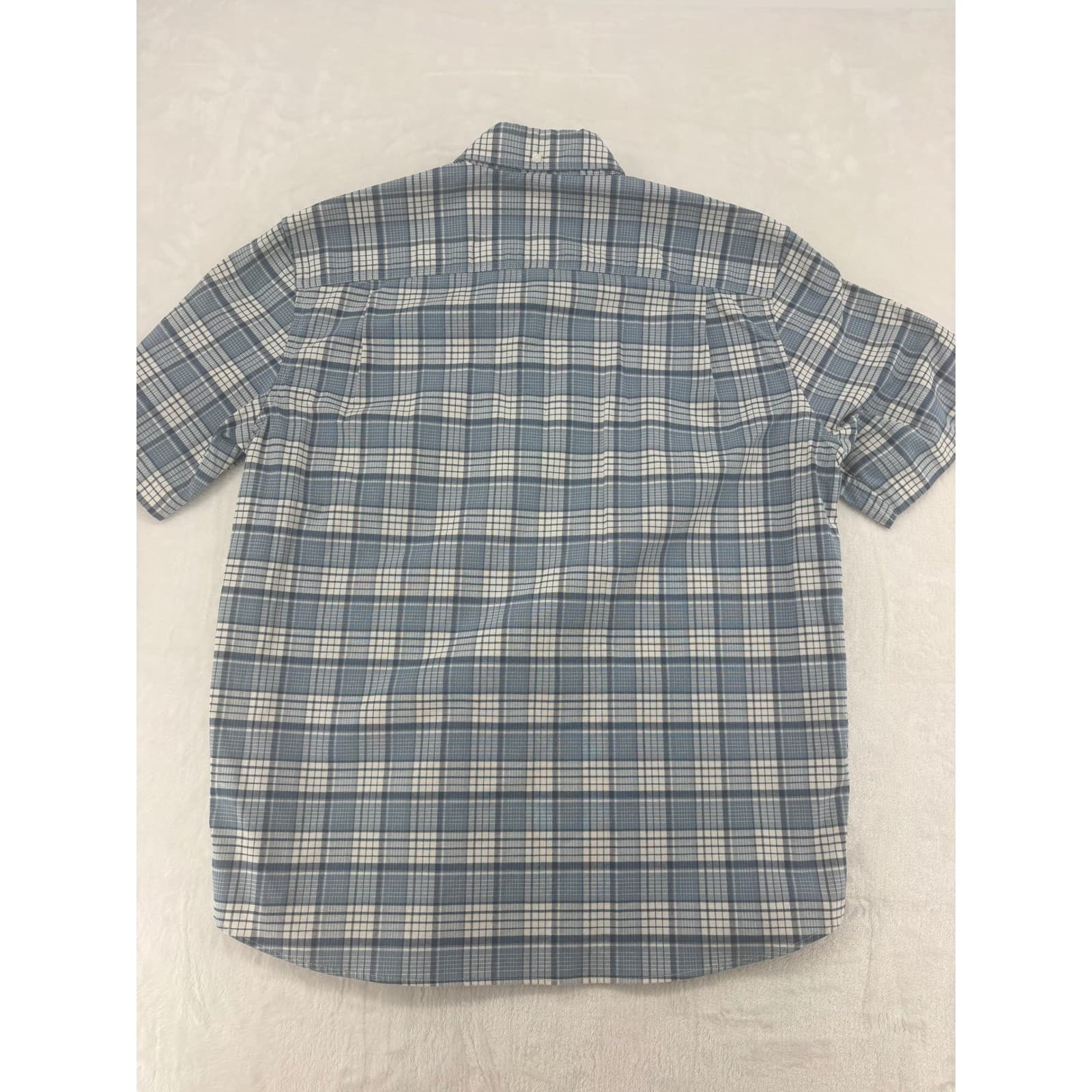 L.L.Bean Shirt Mens M Button Down Short Sleeve Blue Plaid Traditional Fit Cotton - Thumbnail 6