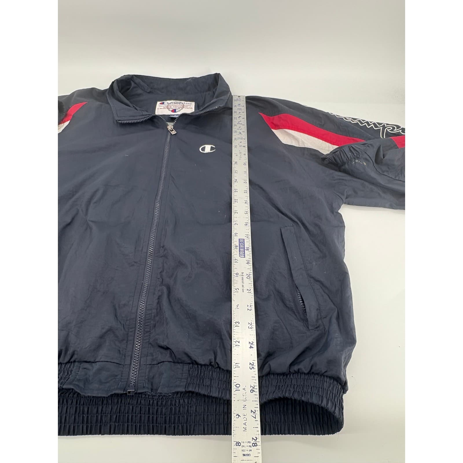 Vintage Champion Jacket XL Full Zip Track Windbreaker Blue Red White Retro - Thumbnail 5