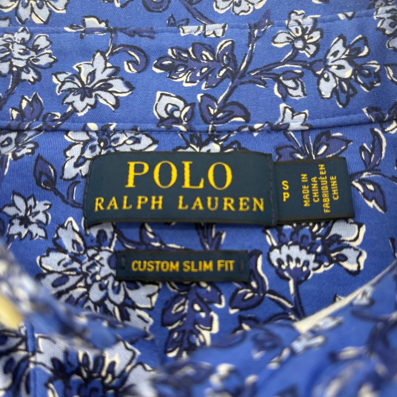 Polo Ralph Lauren Blue Floral Custom Slim Fit Short Sleeve Button Down Shirt S - Thumbnail 5