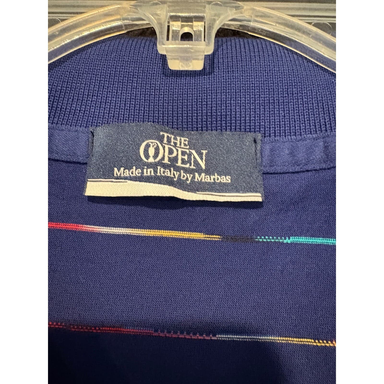 The Open Golf Polo Mens L XL 151st Royal Liverpool Striped Cotton Italy - Thumbnail 2