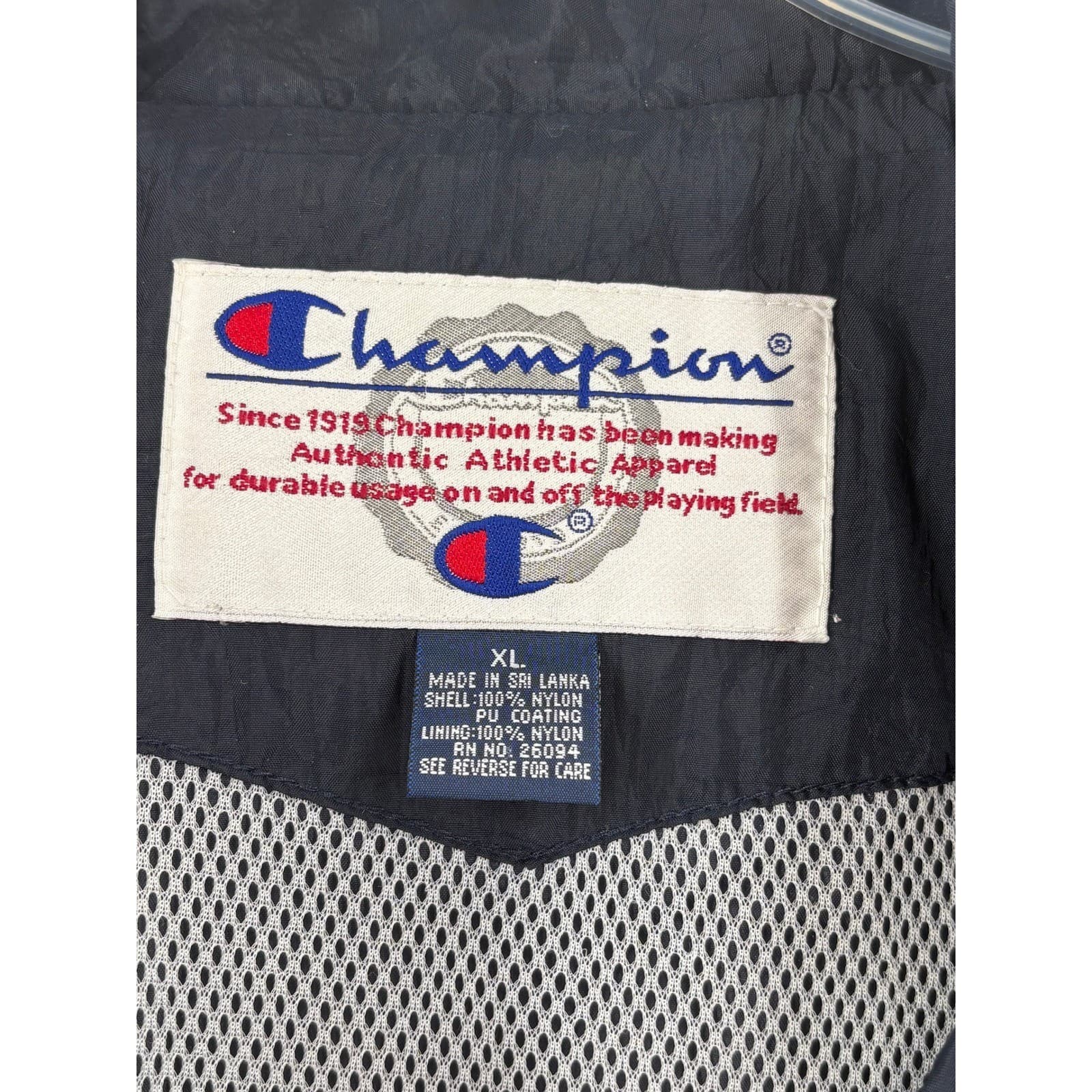 Vintage Champion Jacket XL Full Zip Track Windbreaker Blue Red White Retro - Thumbnail 2