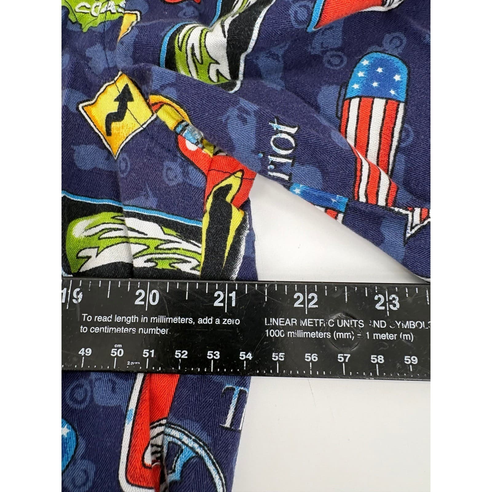 Dem Crazy Graphic Print Short Sleeve Button Up Shirt Blue large - Thumbnail 4