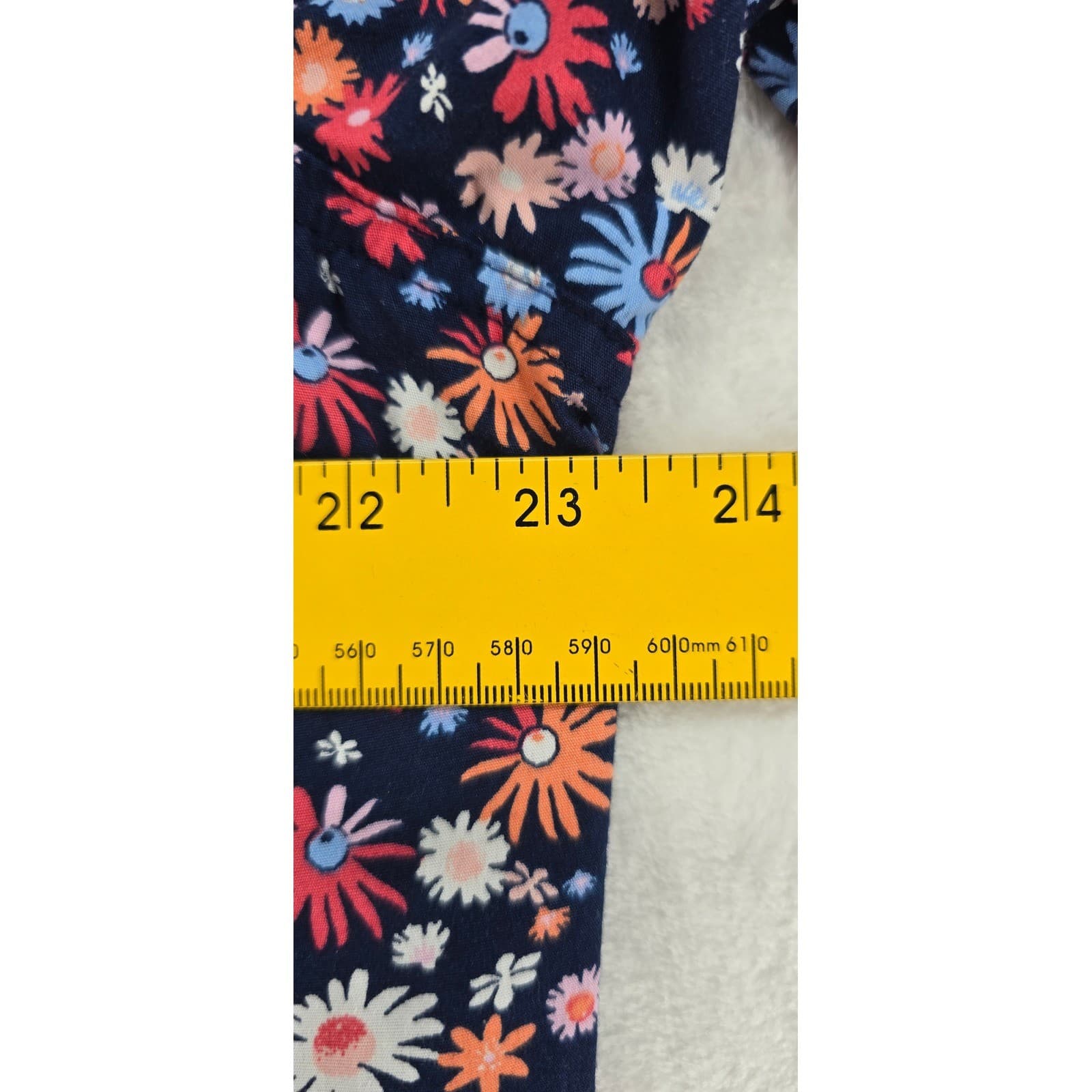 St. John's Bay Shirt Womens PXL Button Down Navy Blue Floral Daisy Cotton - Thumbnail 3