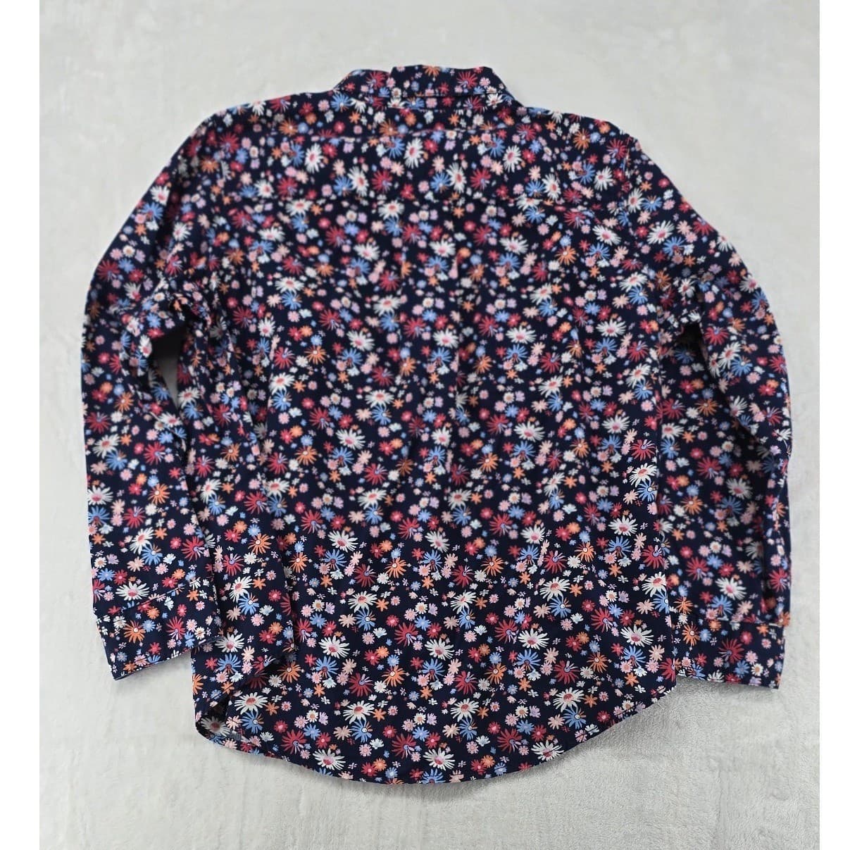 St. John's Bay Shirt Womens PXL Button Down Navy Blue Floral Daisy Cotton - Thumbnail 5