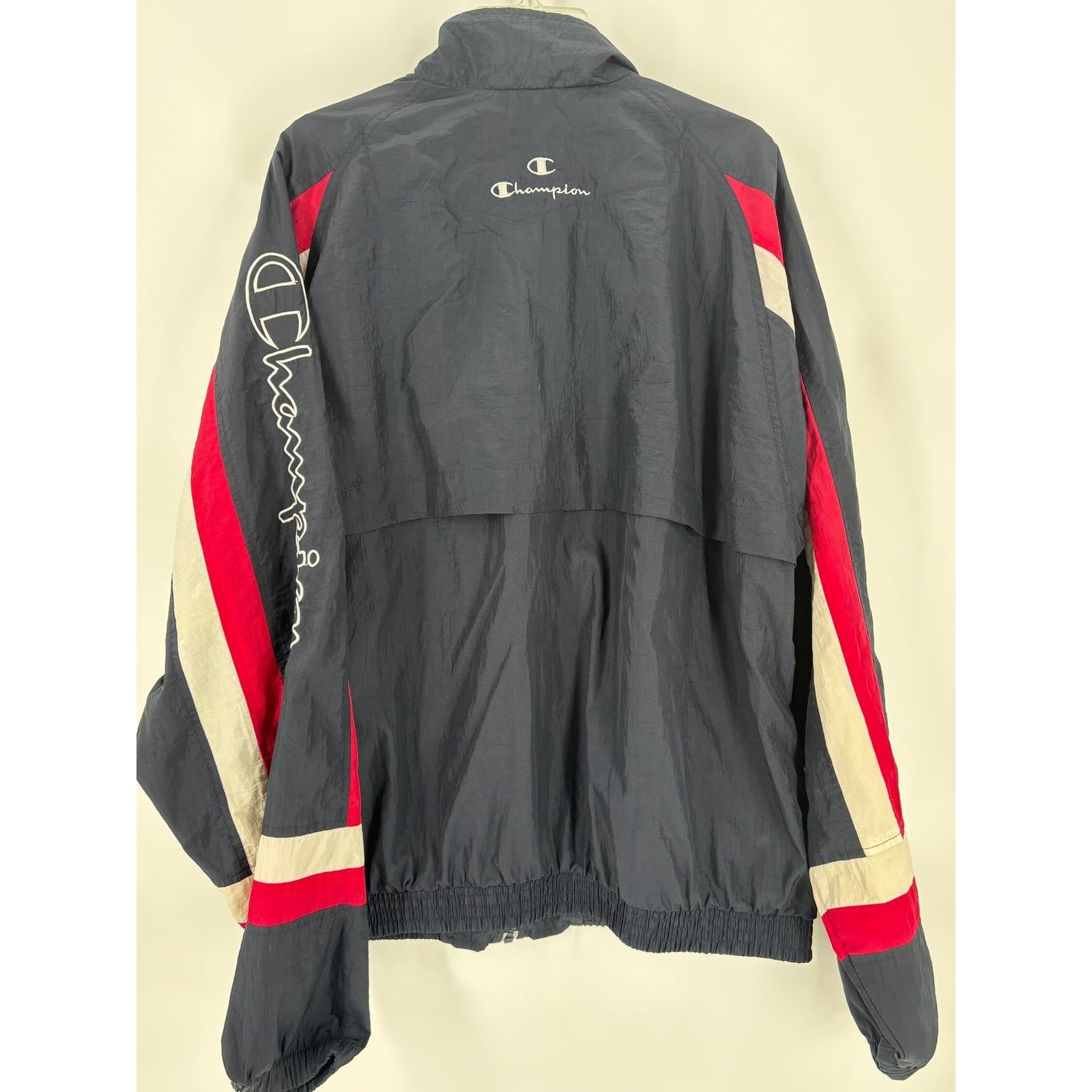 Vintage Champion Jacket XL Full Zip Track Windbreaker Blue Red White Retro - Thumbnail 3