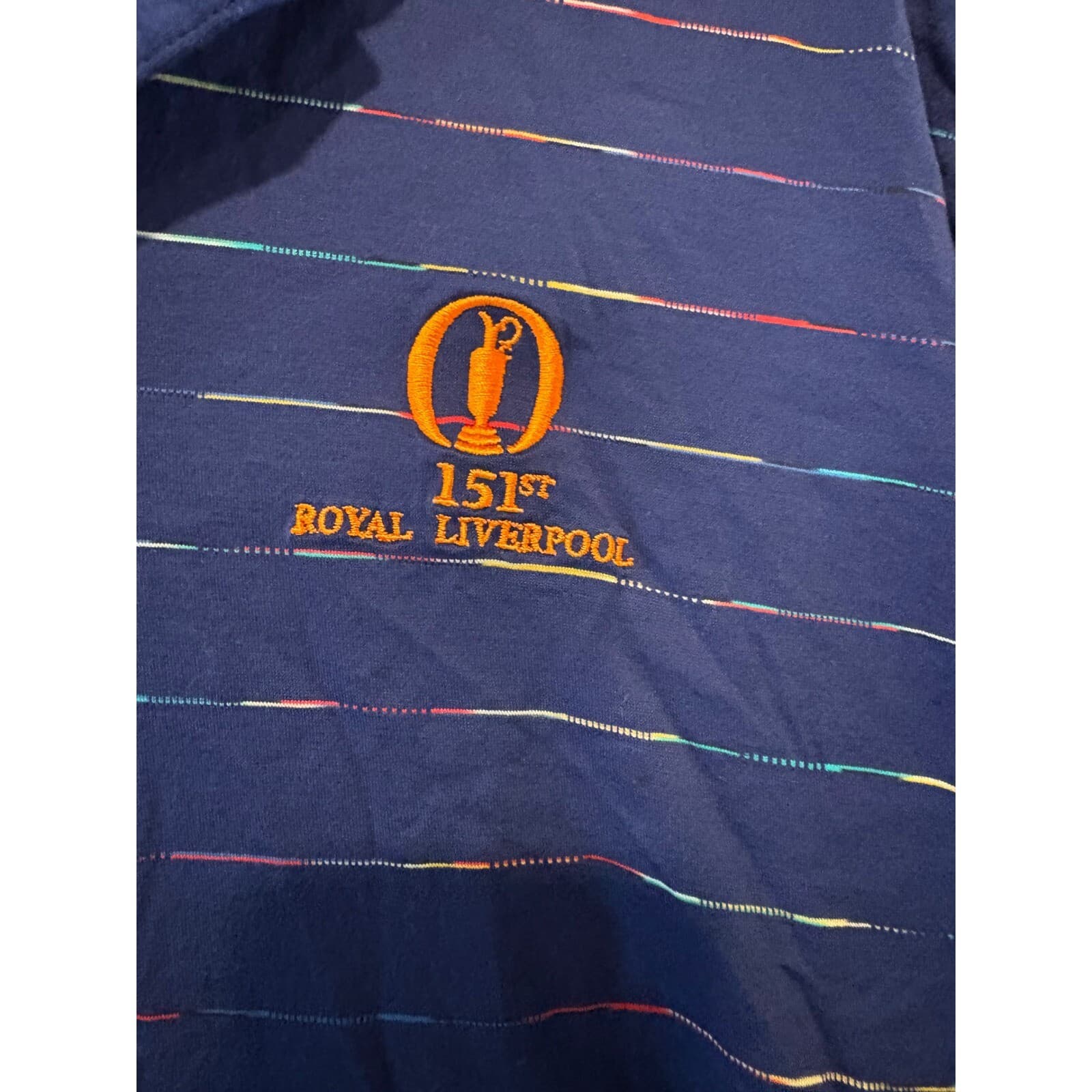 The Open Golf Polo Mens L XL 151st Royal Liverpool Striped Cotton Italy - Thumbnail 3
