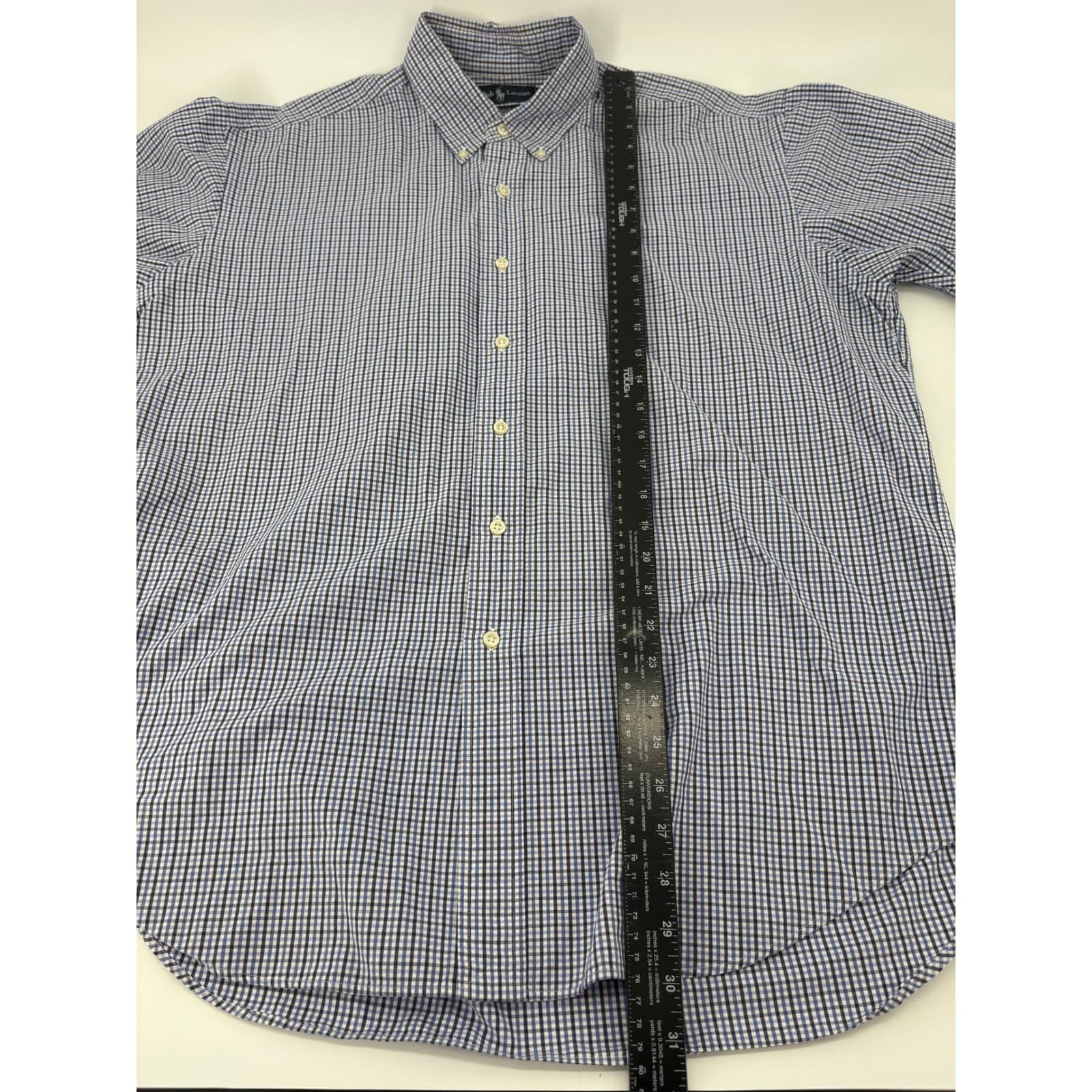 Ralph Lauren Blake Button Down Mens L Shirt Blue White Gingham Plaid Cotton - Thumbnail 6