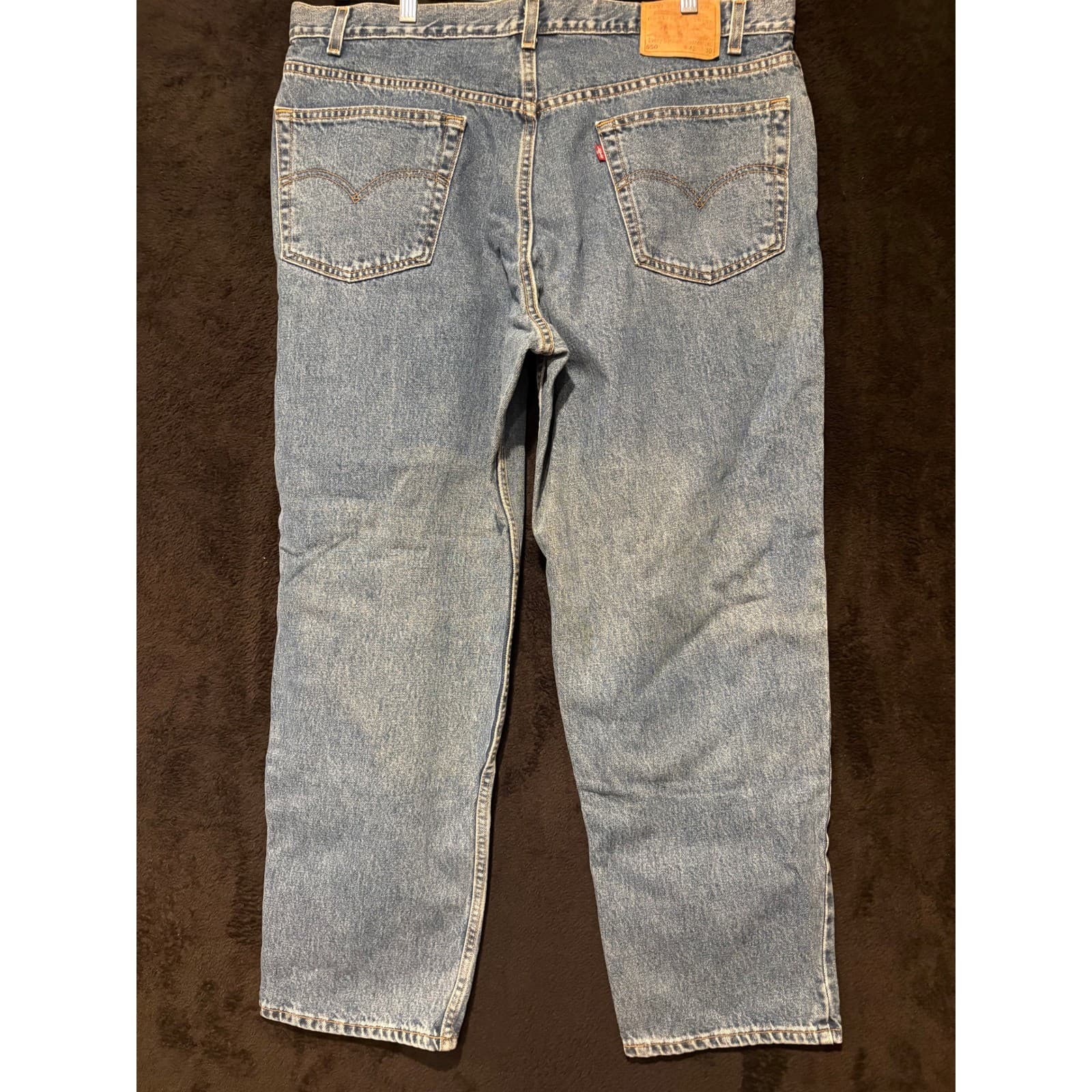 Levis 550 Relaxed Fit Jeans Men's Light Wash Denim Pants Size 42x30 Vintage - Thumbnail 9