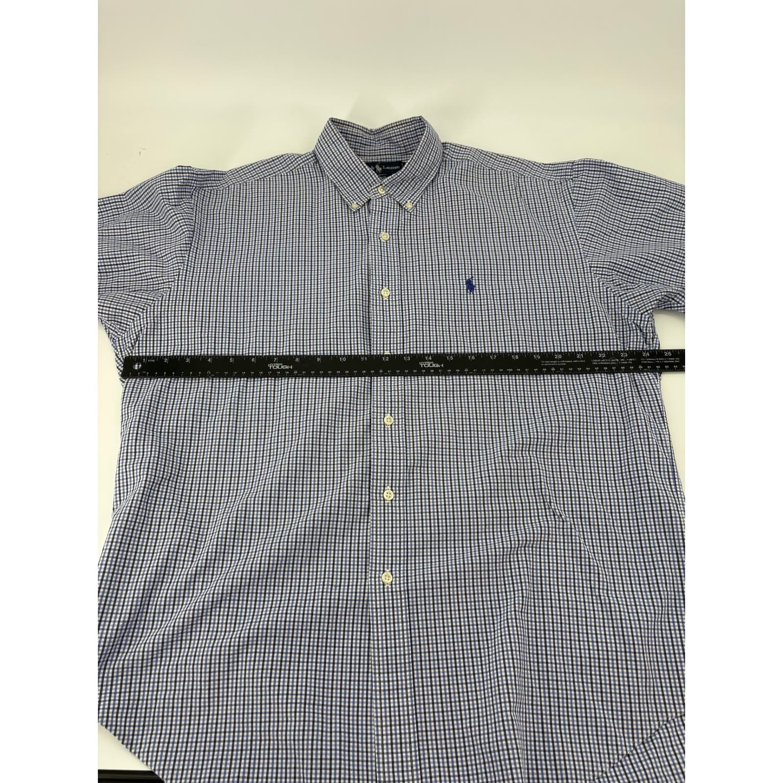 Ralph Lauren Blake Button Down Mens L Shirt Blue White Gingham Plaid Cotton - Thumbnail 5