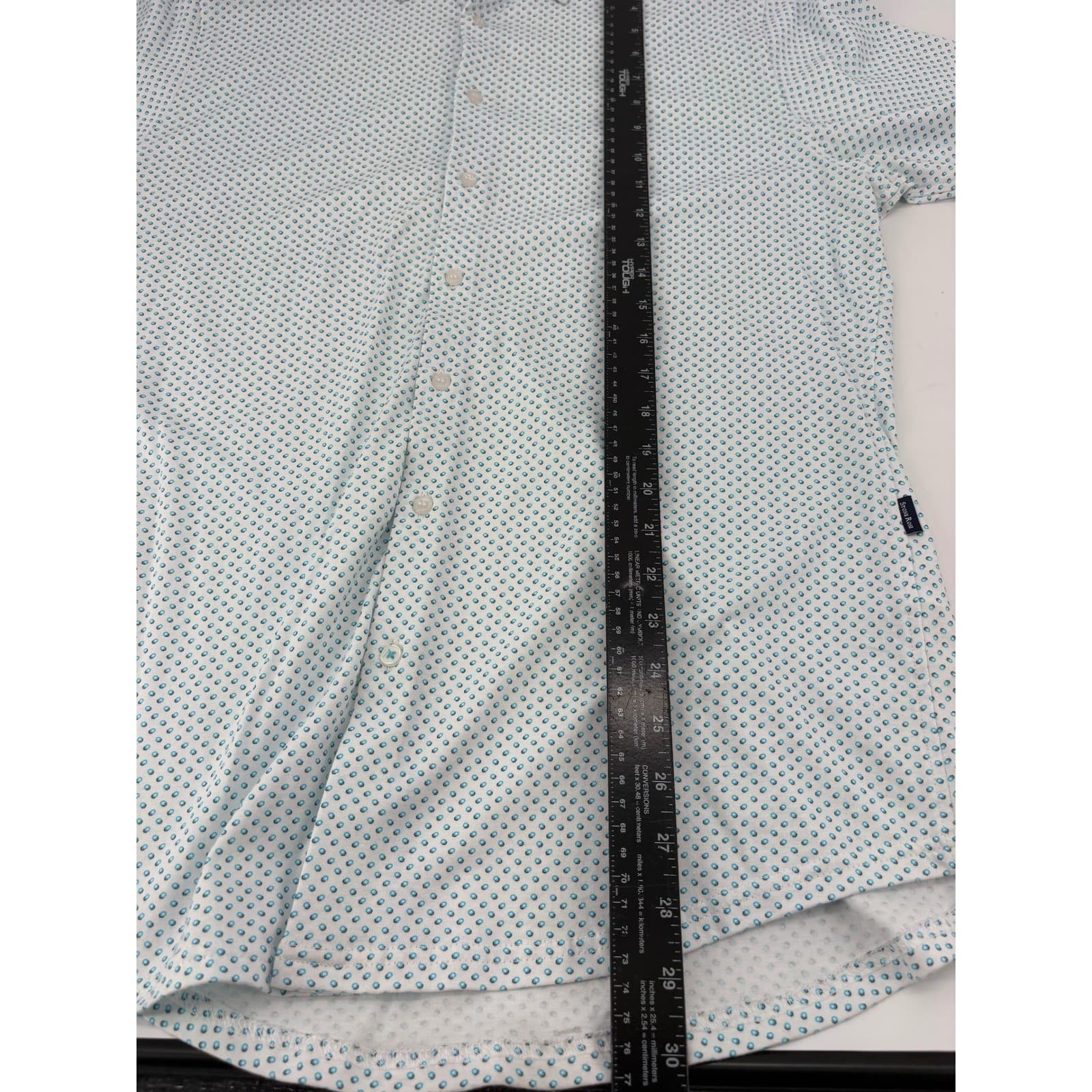 Stone Rose Button Up Mens M Shirt Light Blue Polka Dot Short Sleeve CDG 9134-450 - Thumbnail 5