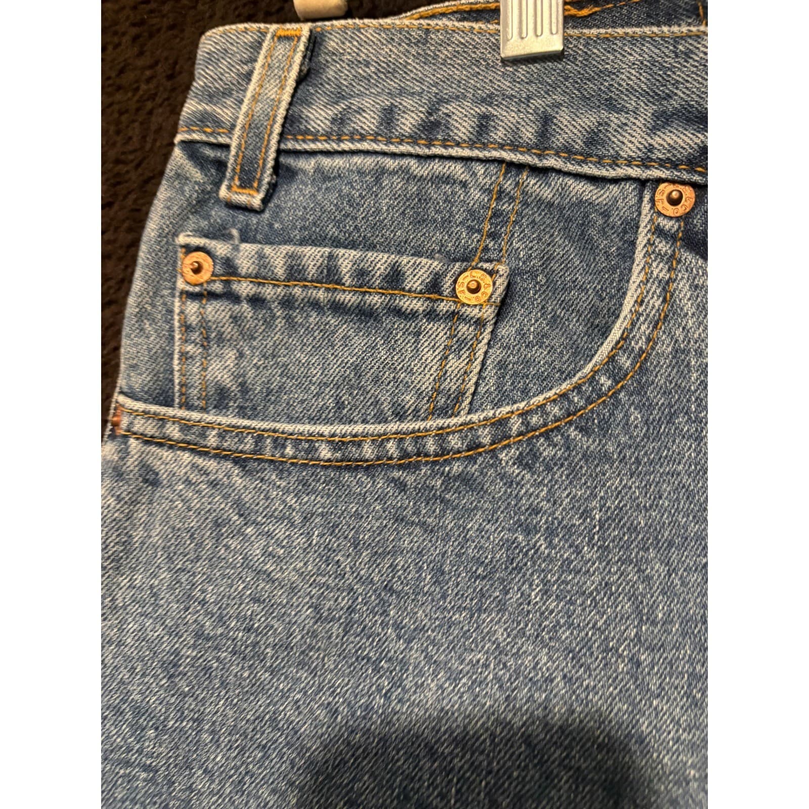 Levis 550 Relaxed Fit Jeans Men's Light Wash Denim Pants Size 42x30 Vintage - Thumbnail 8