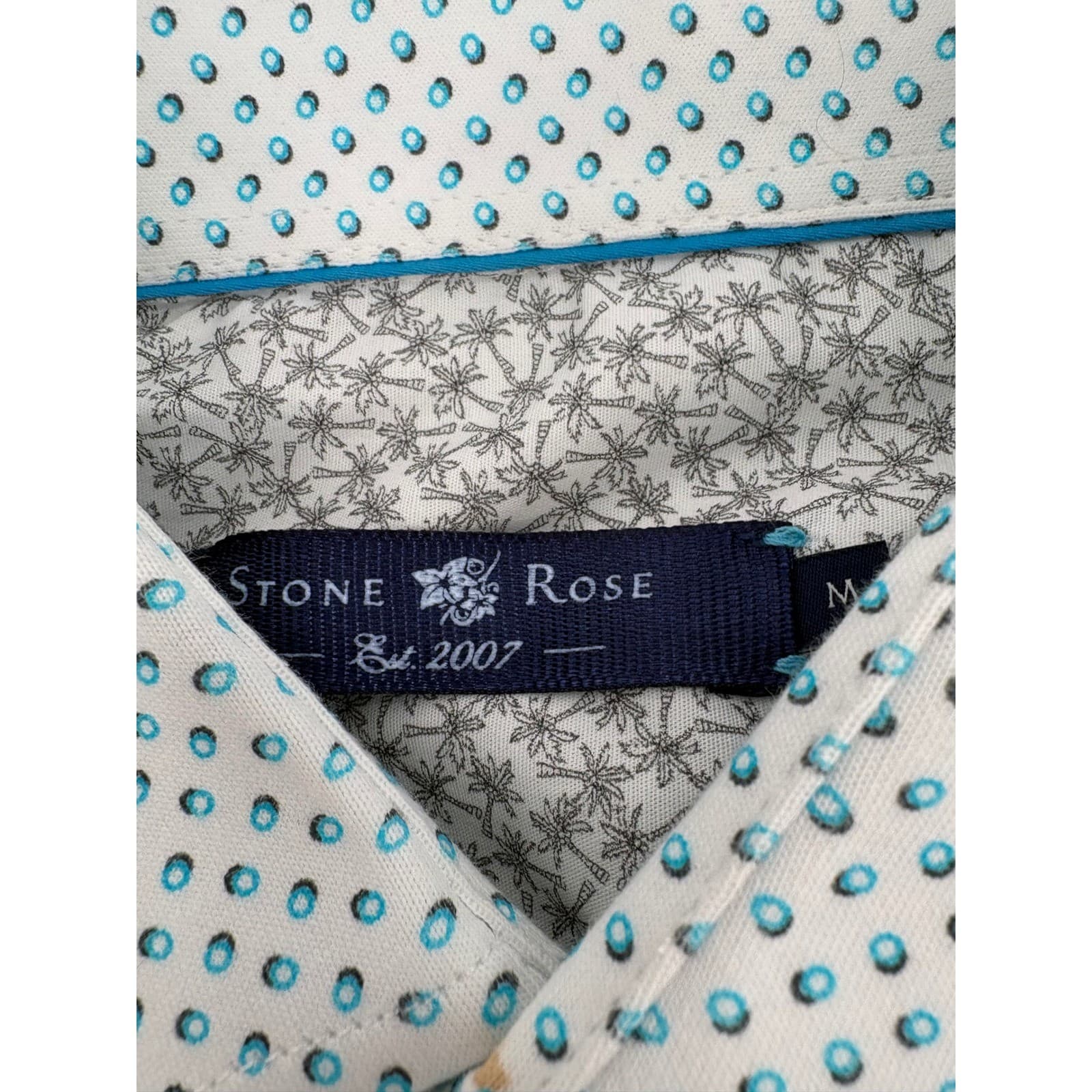Stone Rose Button Up Mens M Shirt Light Blue Polka Dot Short Sleeve CDG 9134-450 - Thumbnail 2