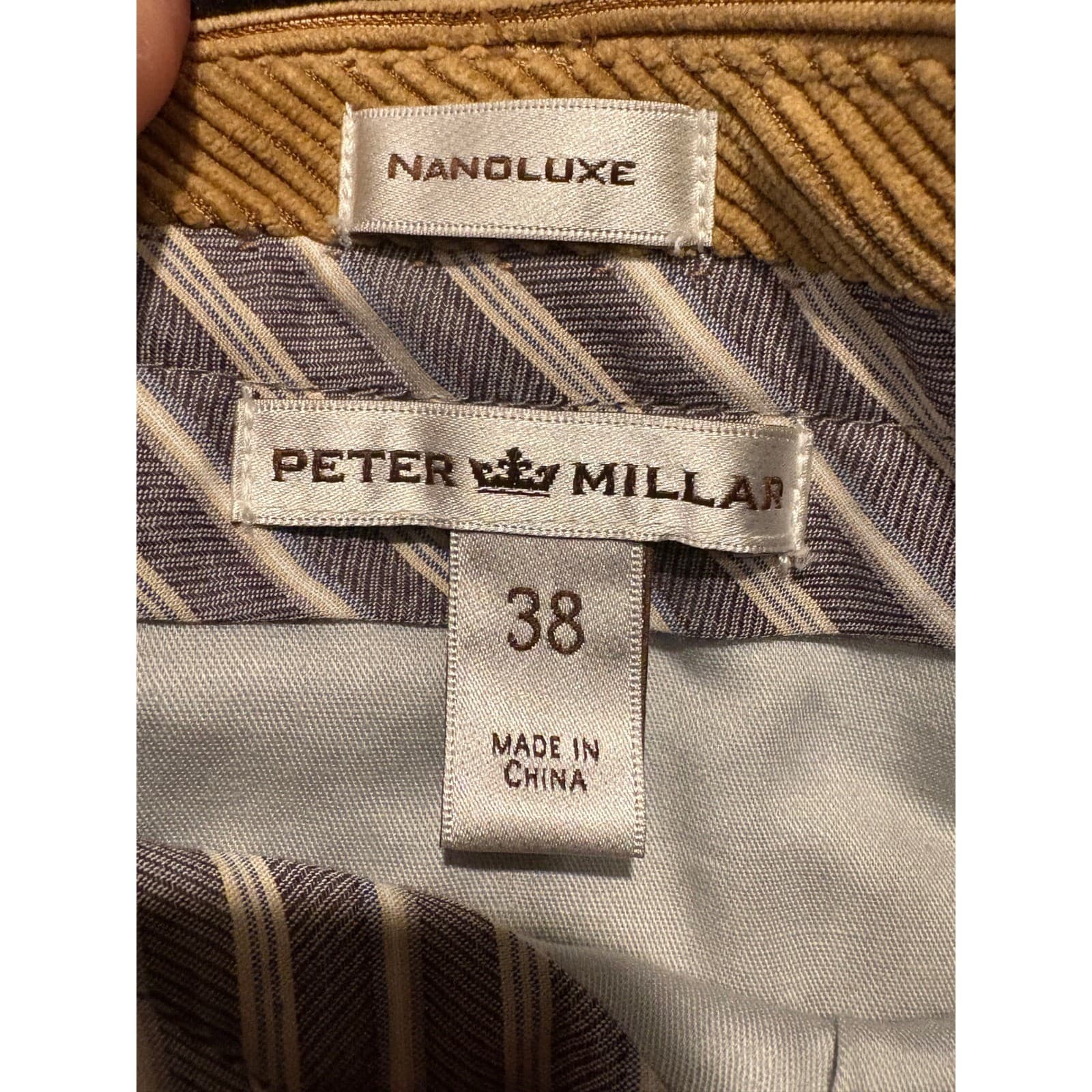 Peter Millar Corduroy Pants Nanotex Tan Casual Dress Trousers Mens Size 38 - Thumbnail 2