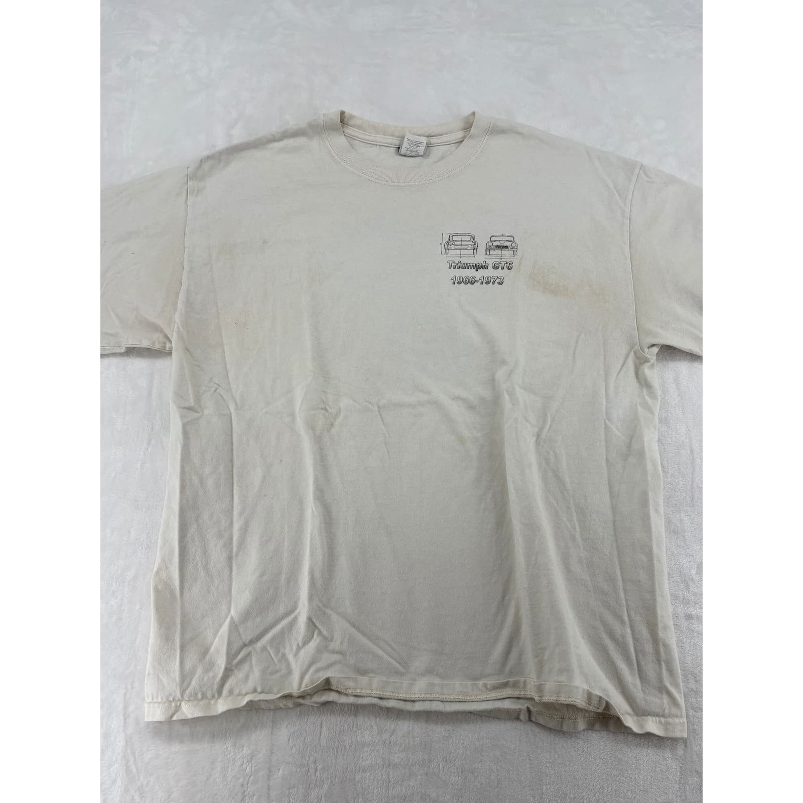 Hanes Beefy-T Shirt Mens XL Tee Cream 2006 VTR National Triumph GT6 Car Graphic - Thumbnail 5