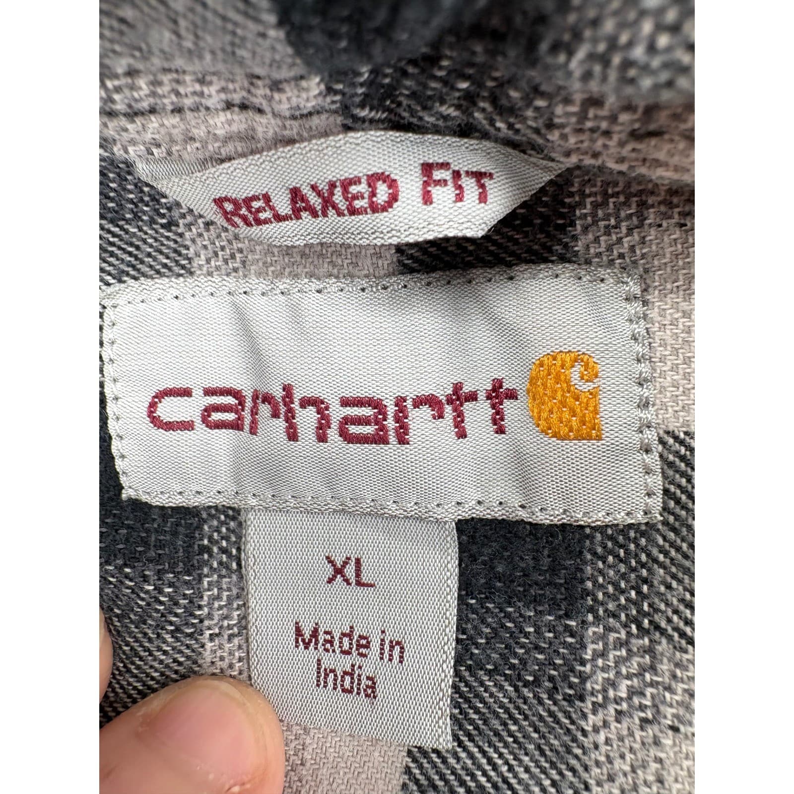 Carhartt Shirt Mens XL Button Up Black White Buffalo Plaid Relaxed Fit Flannel - Thumbnail 2