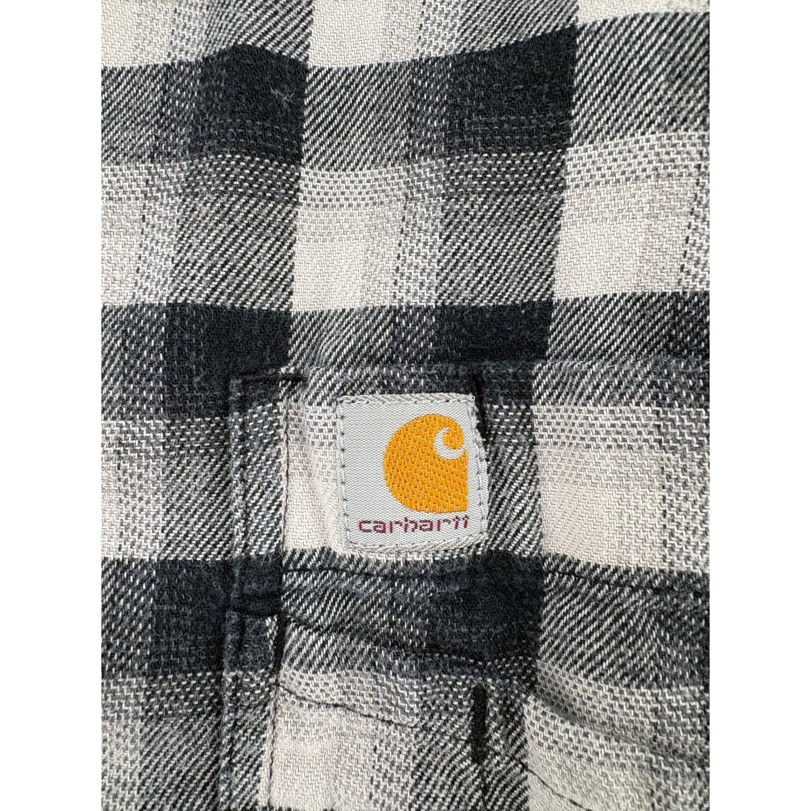 Carhartt Shirt Mens XL Button Up Black White Buffalo Plaid Relaxed Fit Flannel - Thumbnail 3